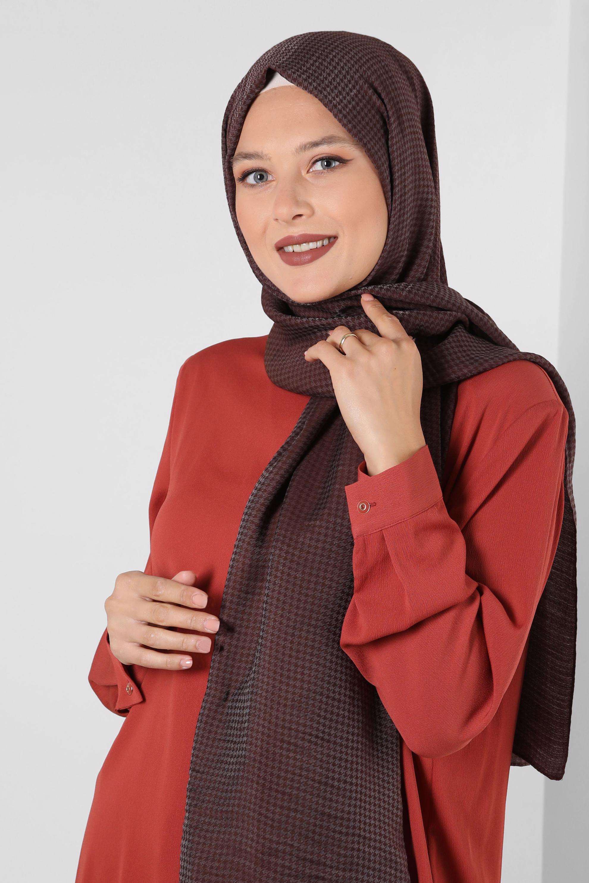 Tesettür giyim KAHVE ALVİNA VİSKON ŞAL 8258