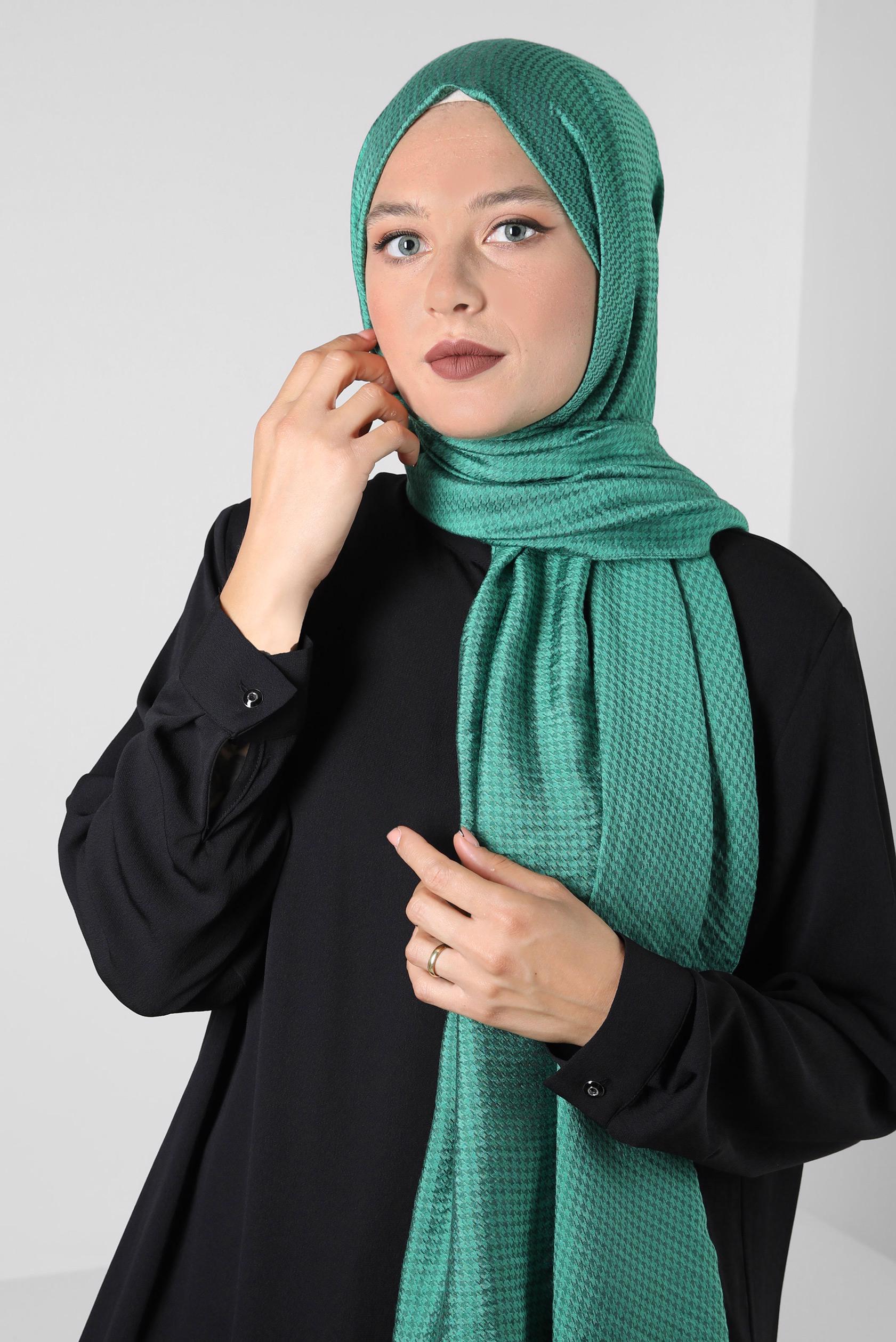 Tesettür giyim YEŞİL ALVİNA VİSKON ŞAL 8258