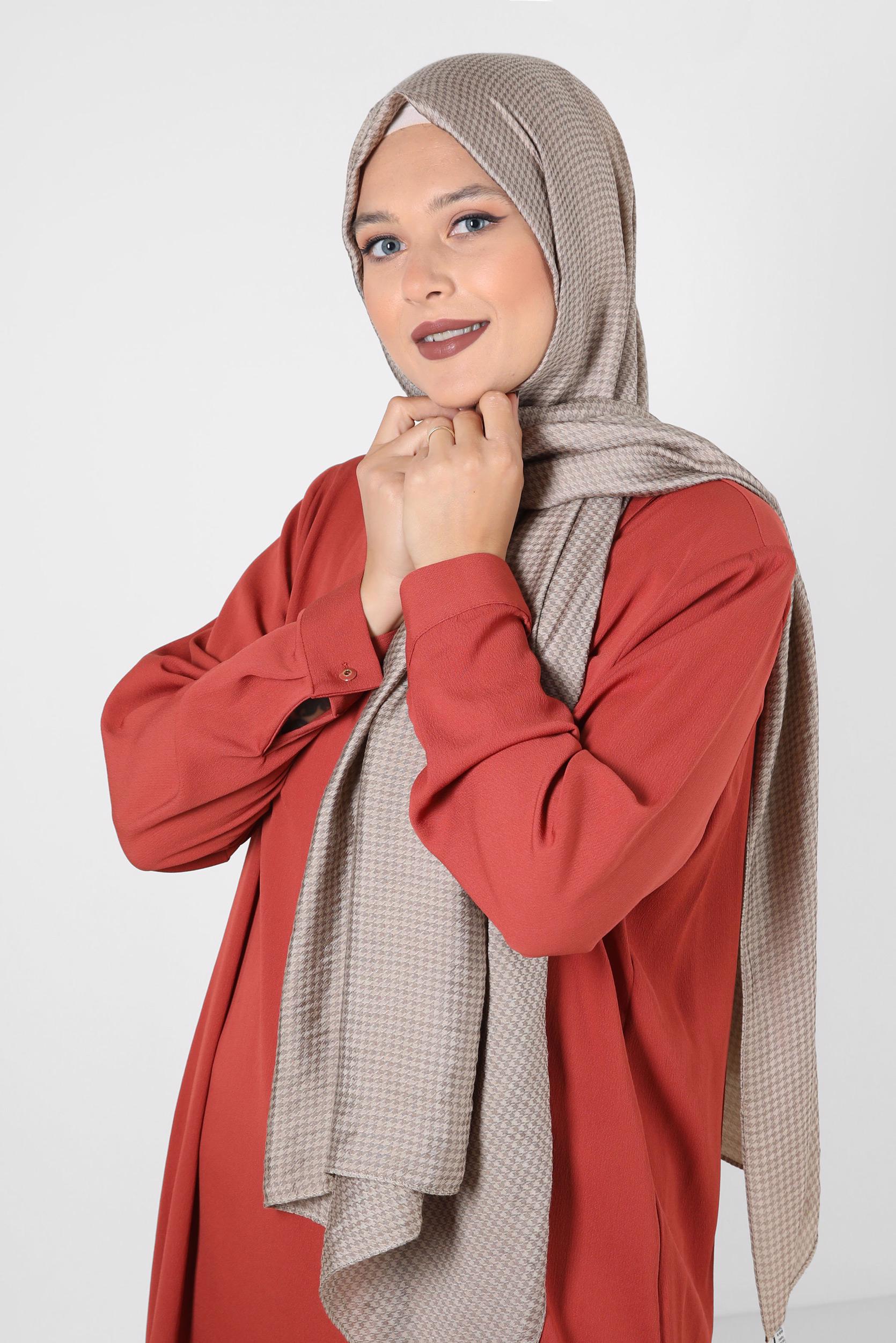 Tesettür giyim VİZON ALVİNA VİSKON ŞAL 8258