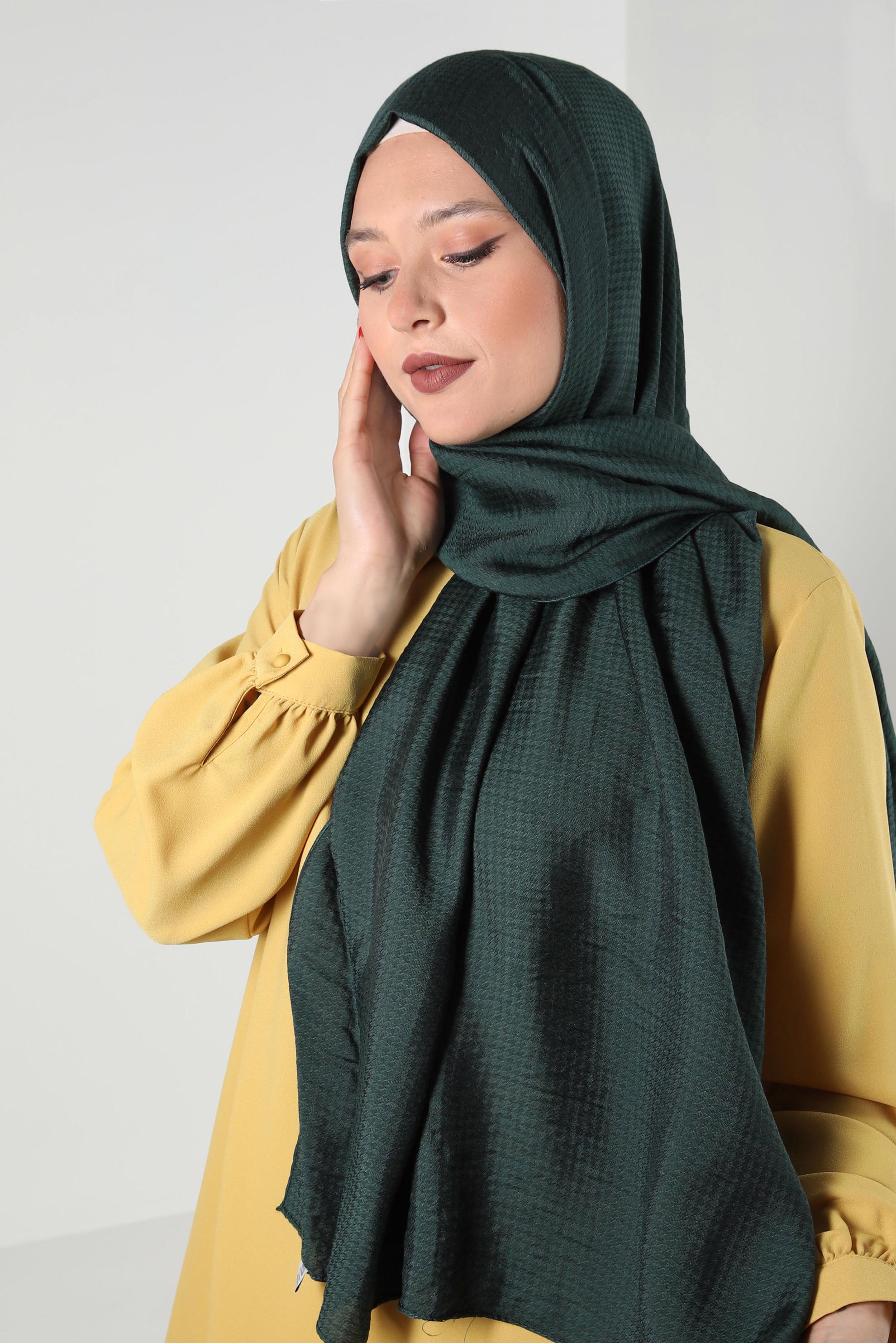 Tesettür giyim YEŞİL ALVİNA VİSKON ŞAL 8258