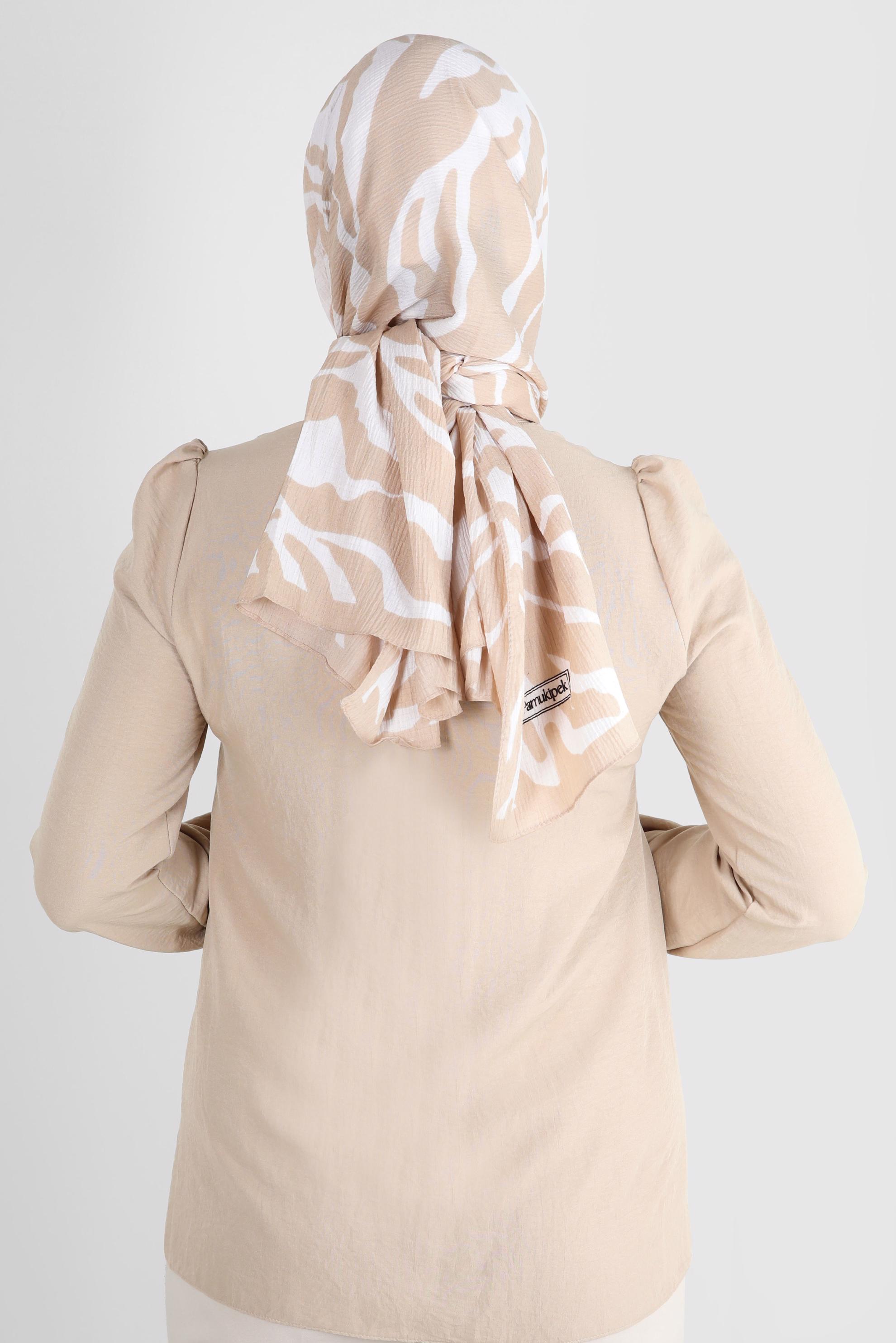 Tesettür giyim BEJ ALVİNA ZEBRA DESEN ŞAL 8265