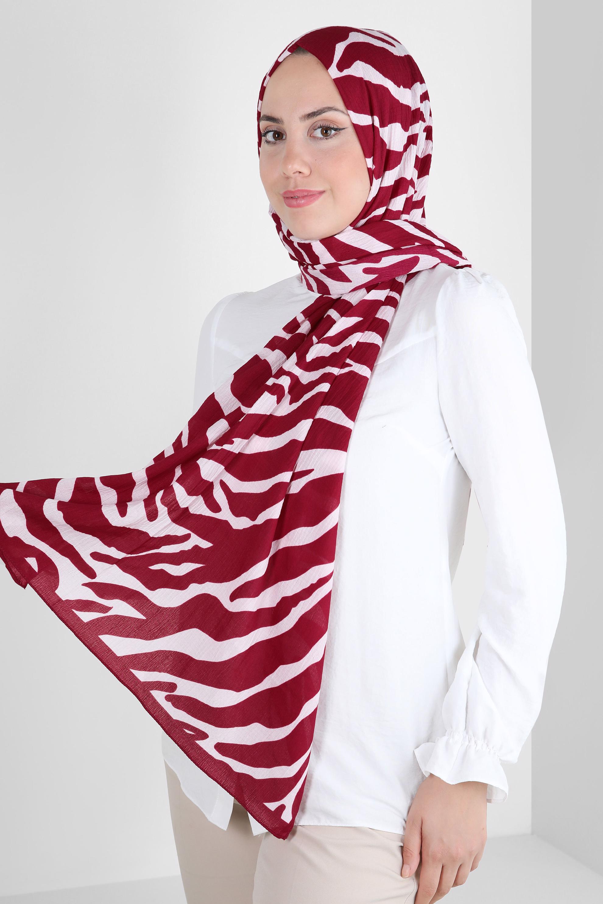 Tesettür giyim FUŞYA ALVİNA ZEBRA DESEN ŞAL 8265