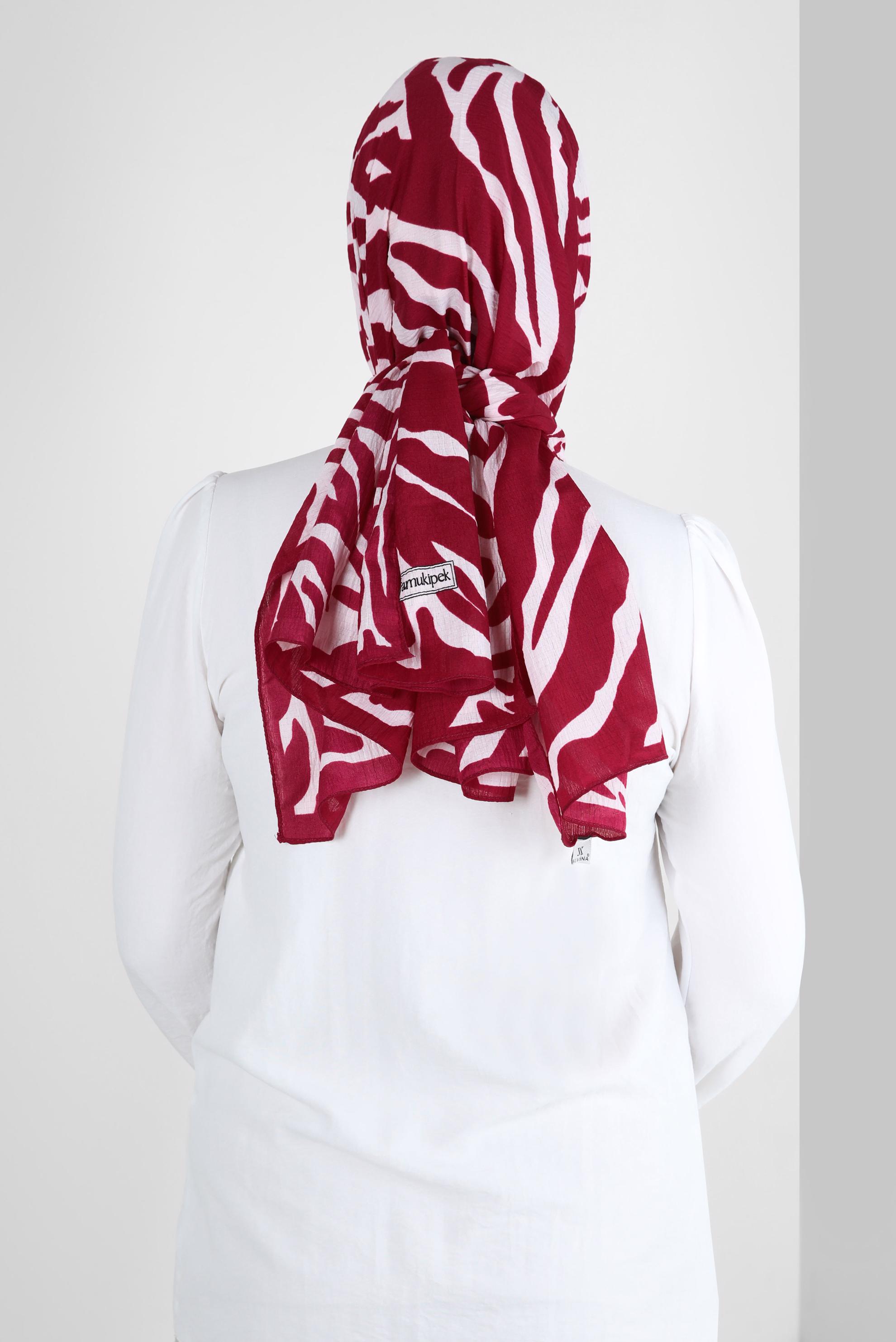 Tesettür giyim FUŞYA ALVİNA ZEBRA DESEN ŞAL 8265