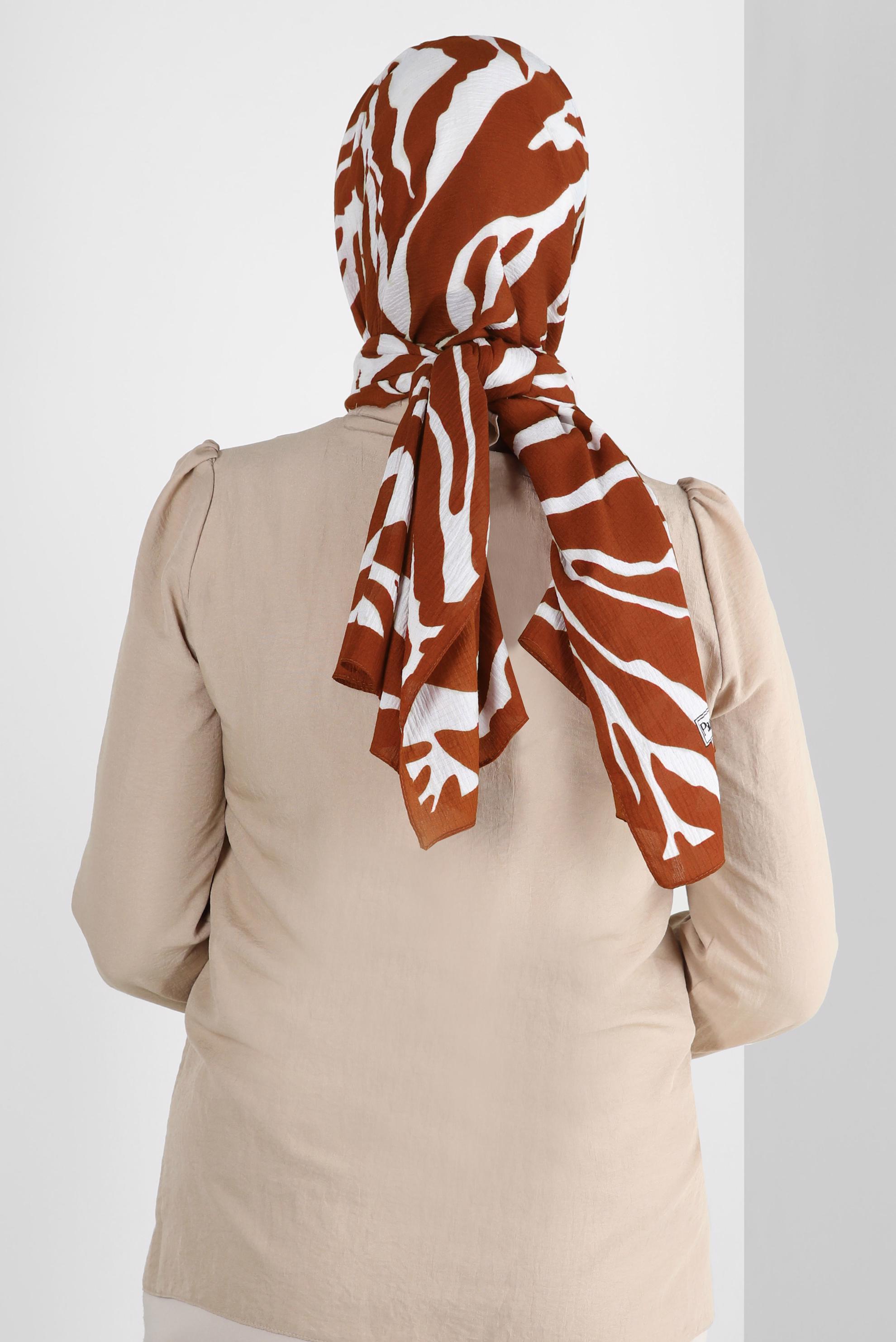 Tesettür giyim TURUNCU ALVİNA ZEBRA DESEN ŞAL 8265