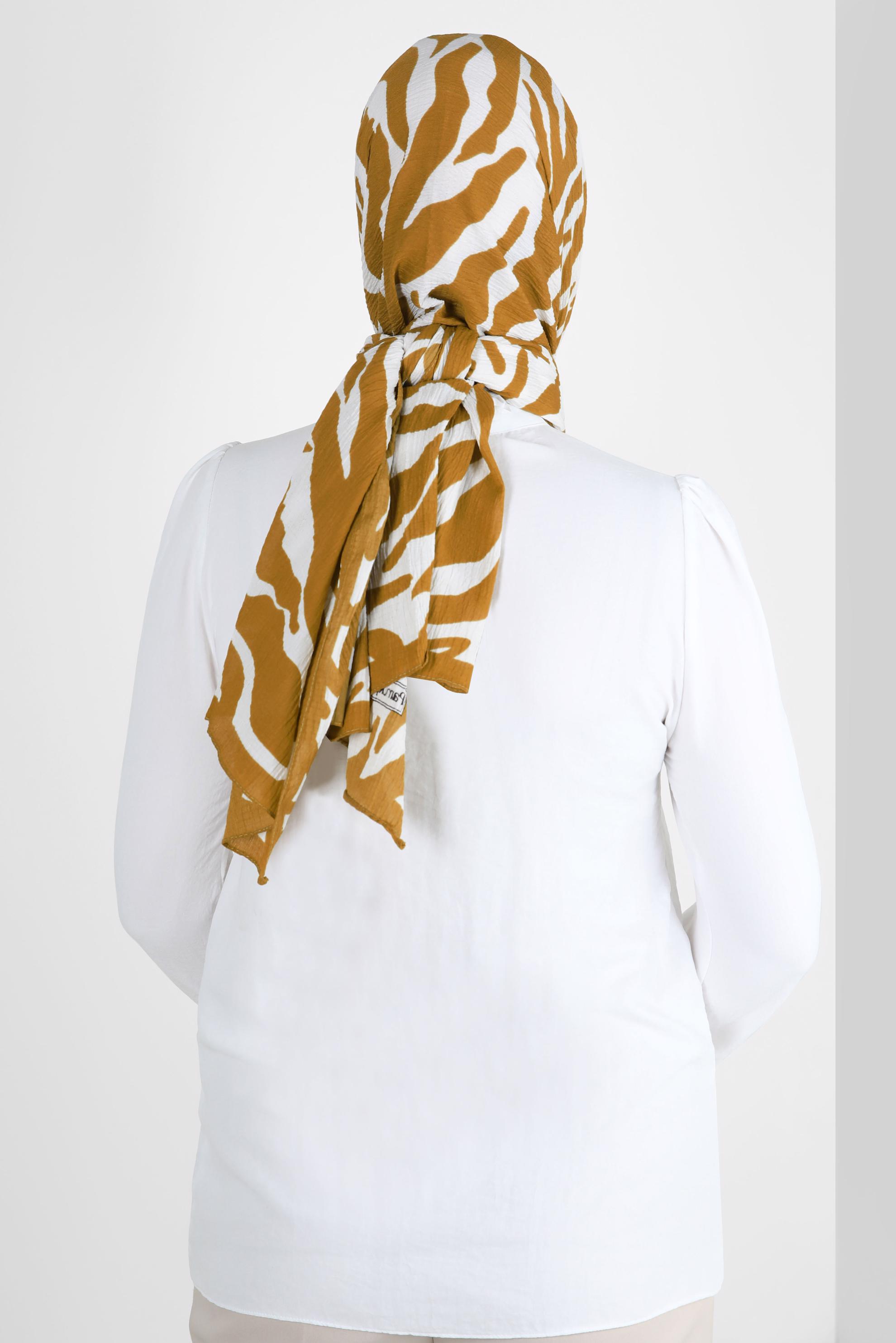 Tesettür giyim SARI ALVİNA ZEBRA DESEN ŞAL 8265