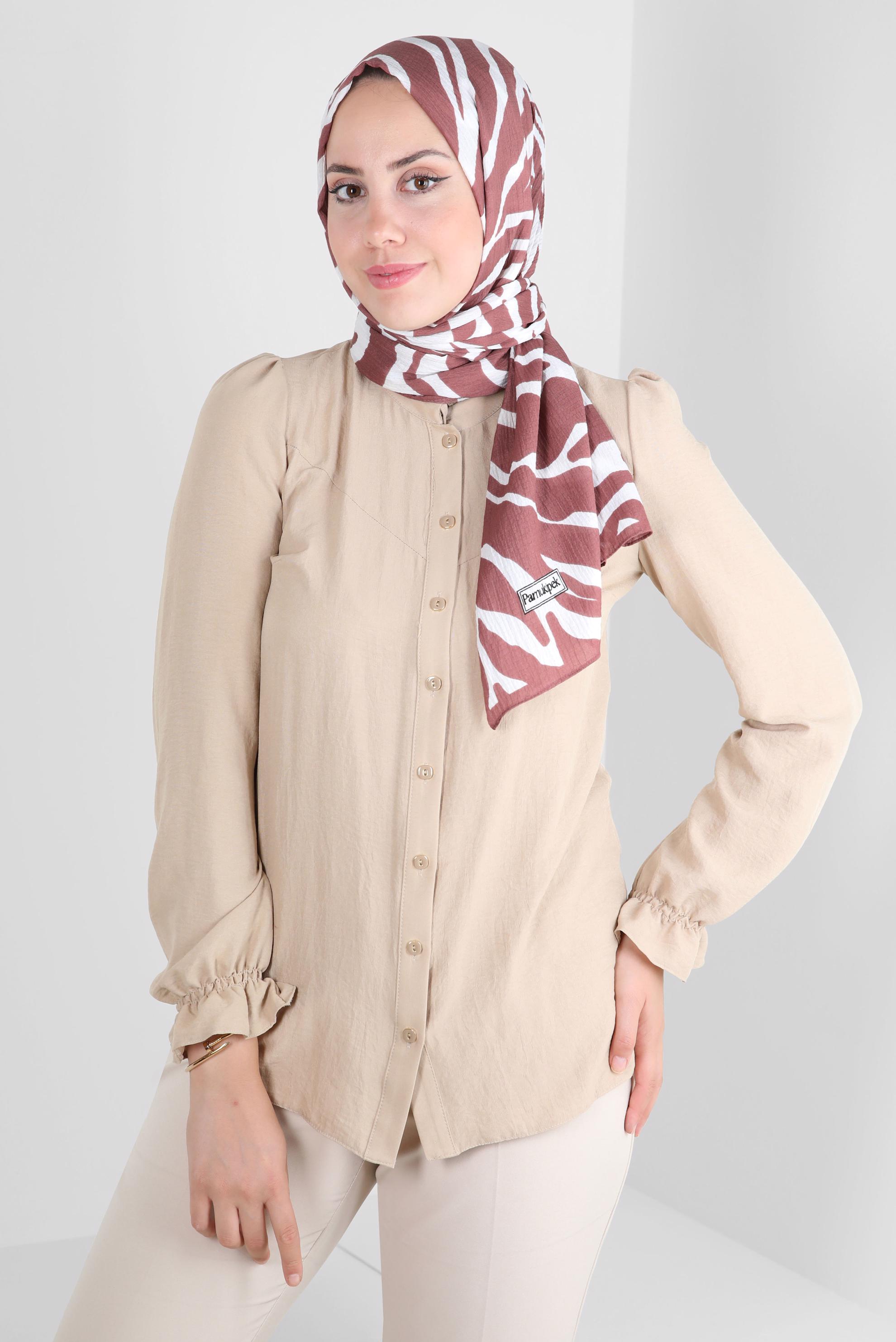 Tesettür giyim TURUNCU ALVİNA ZEBRA DESEN ŞAL 8265