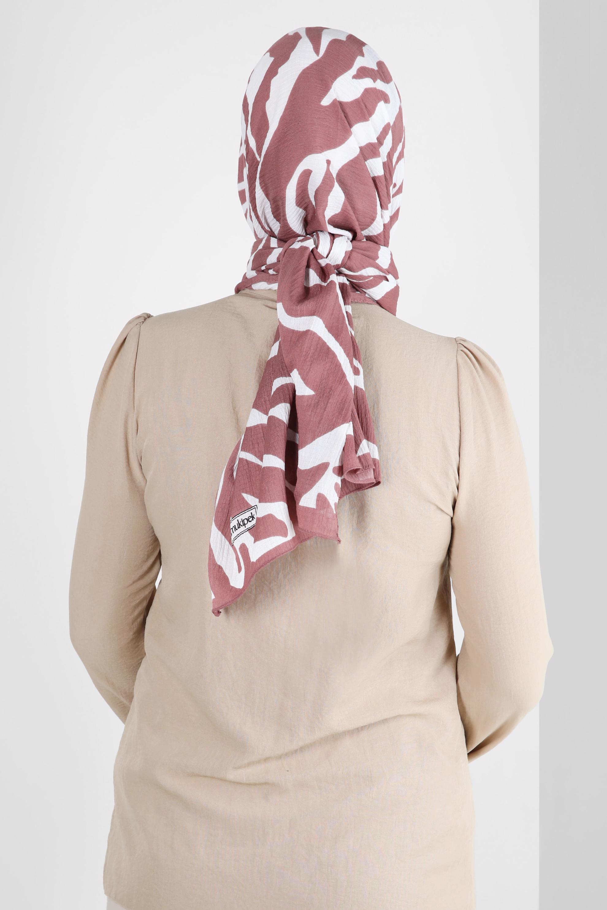 Tesettür giyim TURUNCU ALVİNA ZEBRA DESEN ŞAL 8265