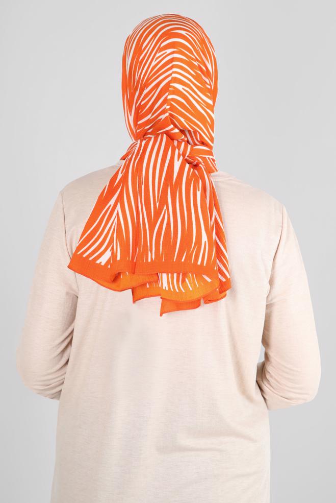 Tesettür giyim TURUNCU ALVİNA DESENLİ ŞAL 8266 - ALVİNA