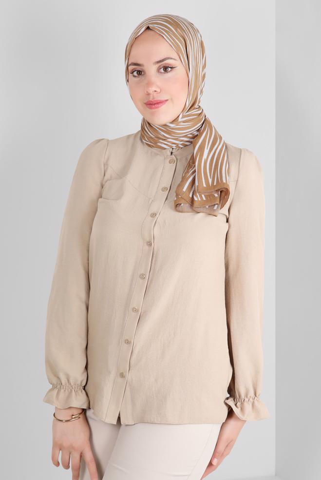 Tesettür giyim KAHVE ALVİNA DESENLİ ŞAL 8266 - ALVİNA