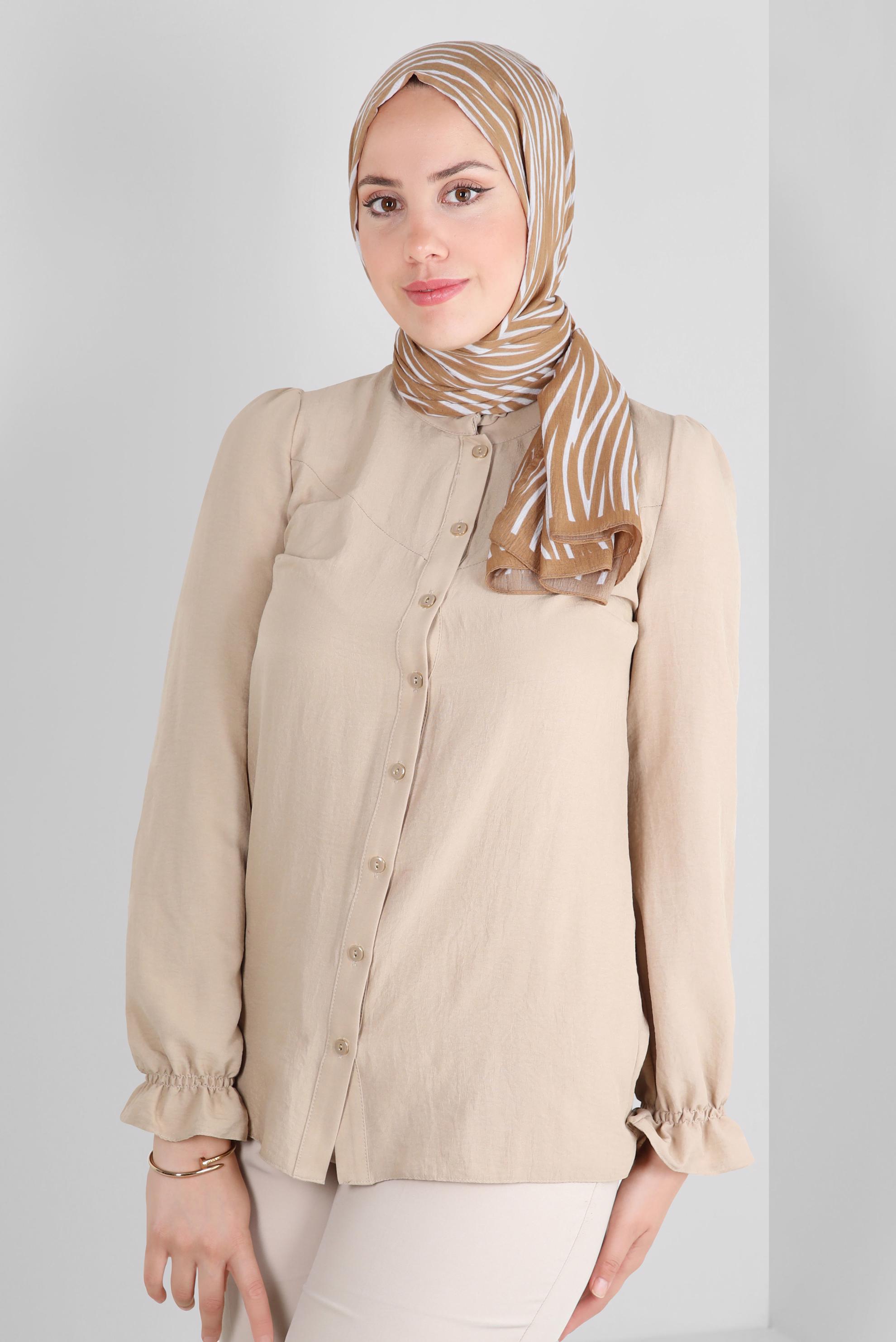 Tesettür giyim KAHVE ALVİNA DESENLİ ŞAL 8266