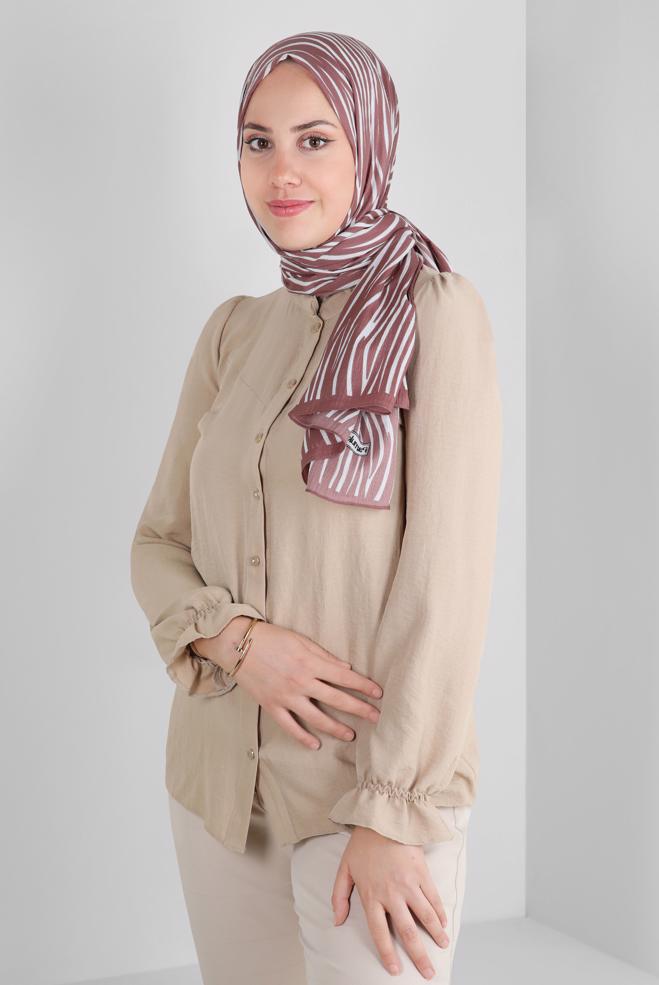 Tesettür giyim TURUNCU ALVİNA DESENLİ ŞAL 8266 - ALVİNA