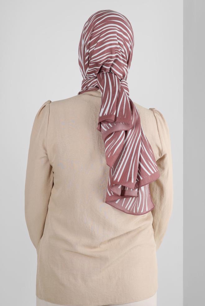 Tesettür giyim TURUNCU ALVİNA DESENLİ ŞAL 8266 - ALVİNA