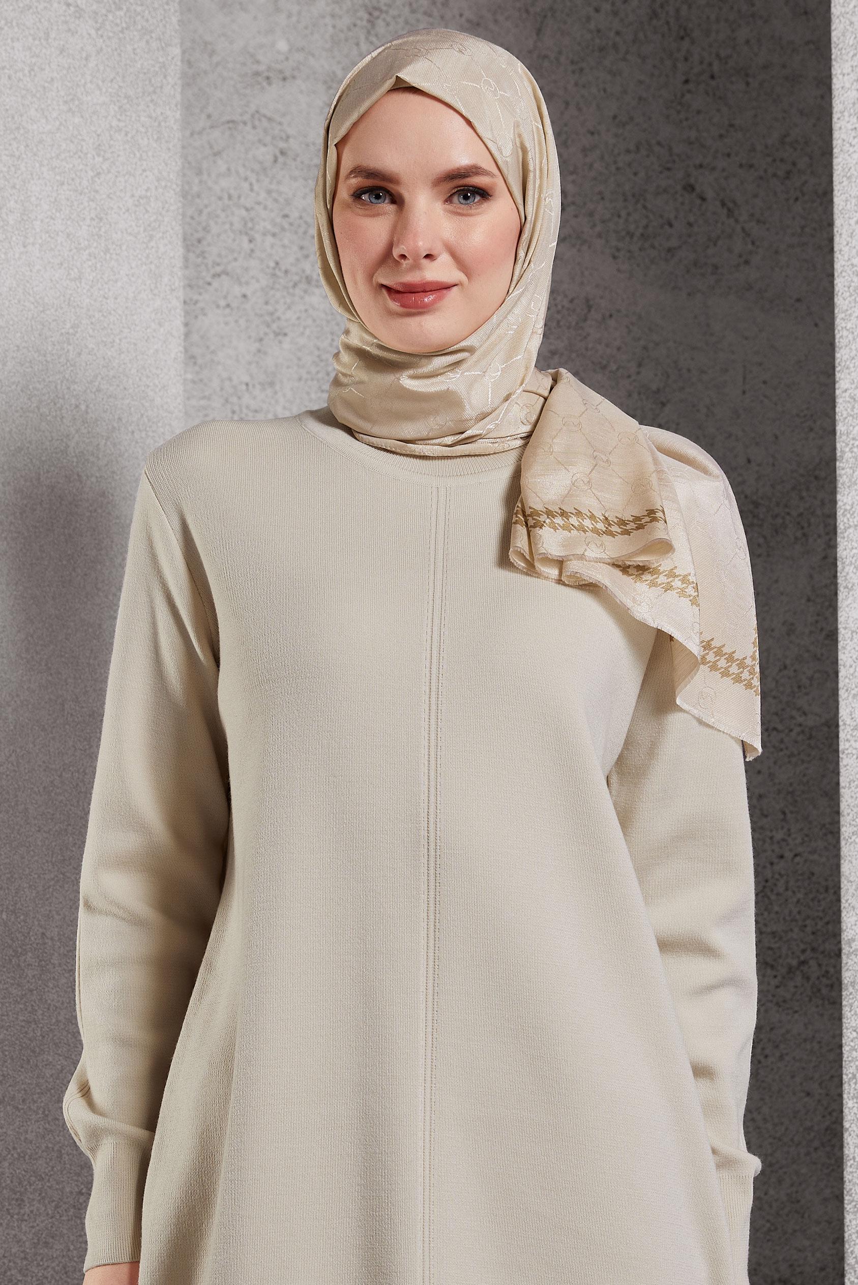 Tesettür giyim KAHVE ALVİNA MONOGRAM ŞAL 8267
