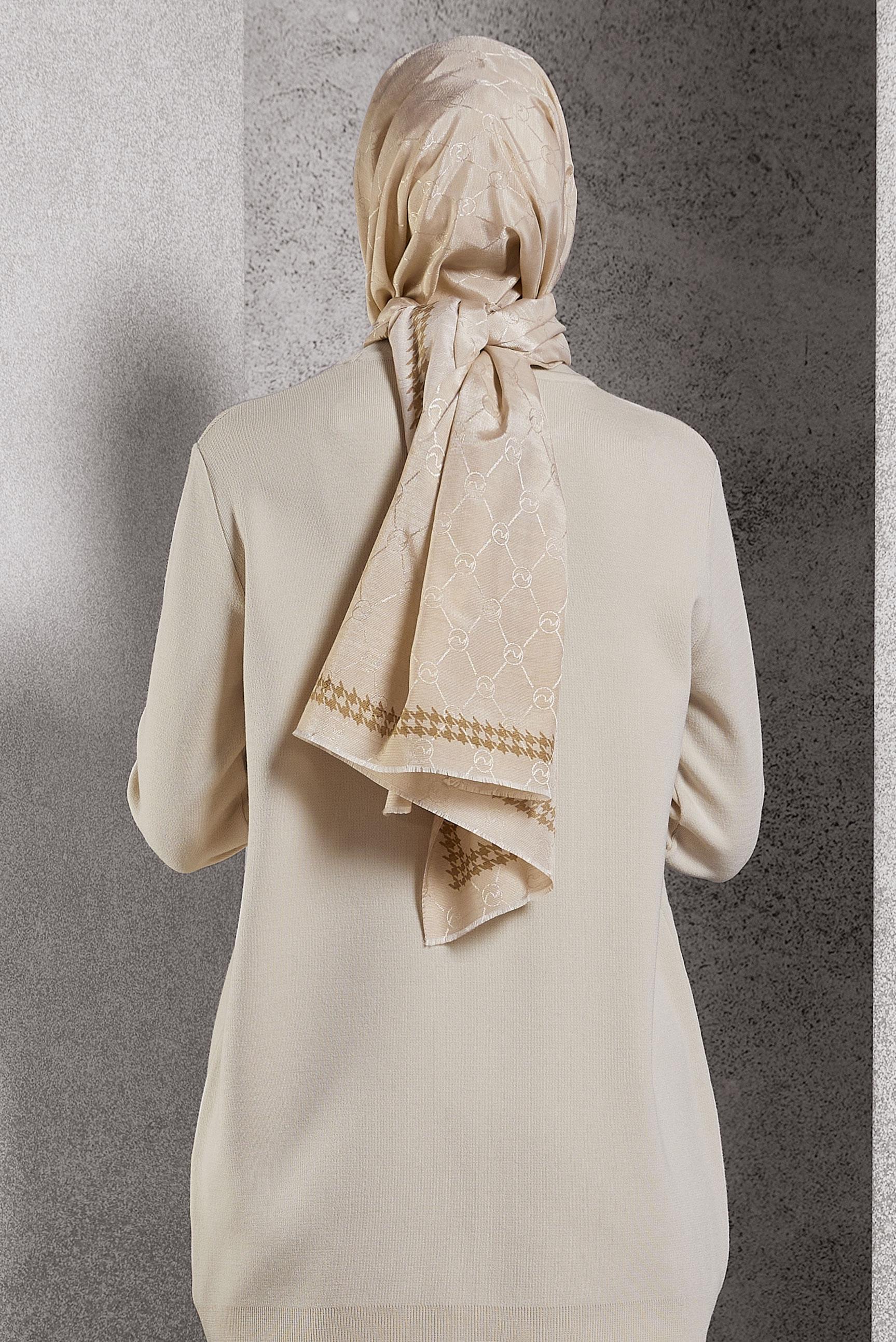 Tesettür giyim KAHVE ALVİNA MONOGRAM ŞAL 8267