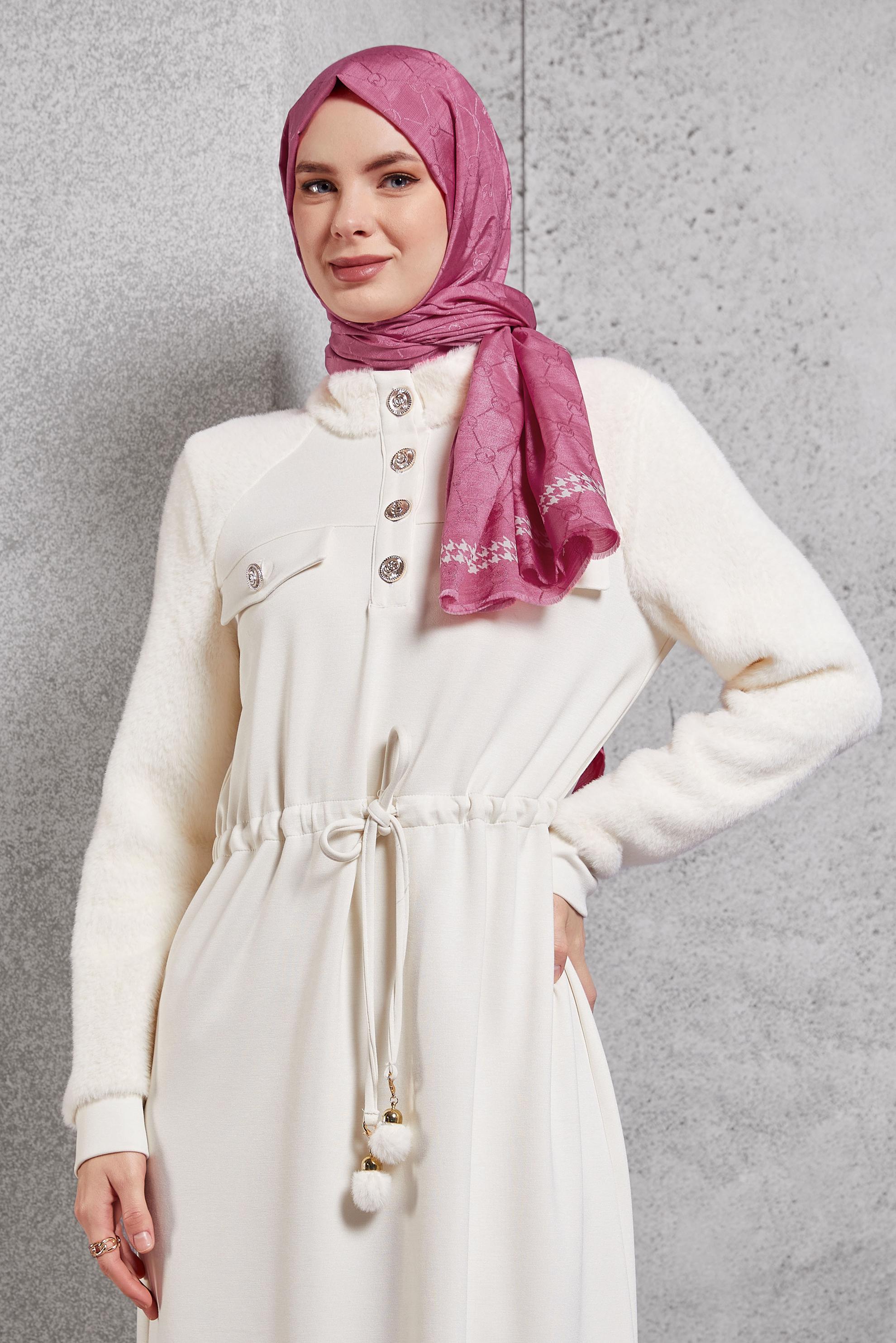 Tesettür giyim FUŞYA ALVİNA MONOGRAM ŞAL 8267