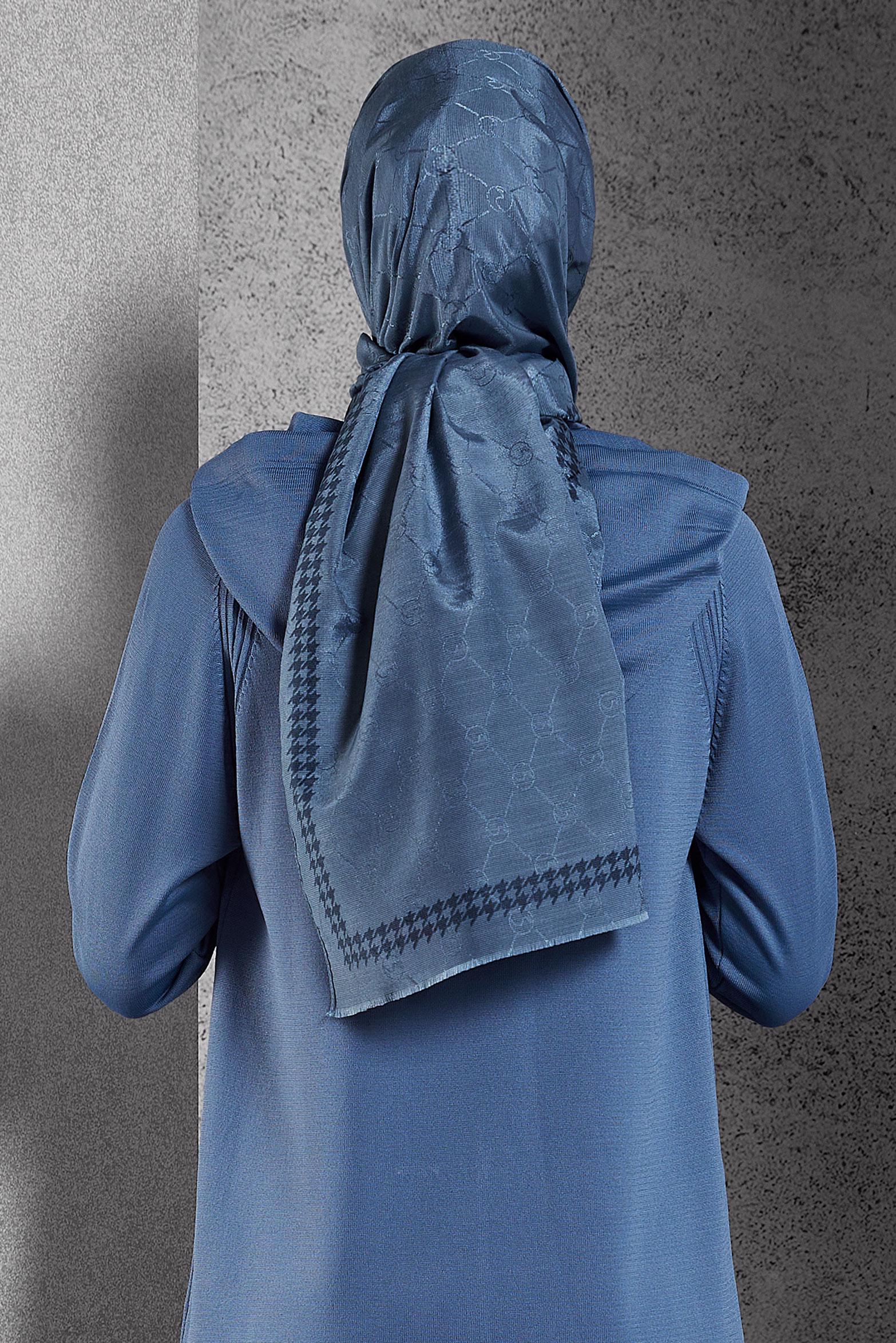 Tesettür giyim LACİVERT ALVİNA MONOGRAM ŞAL 8267