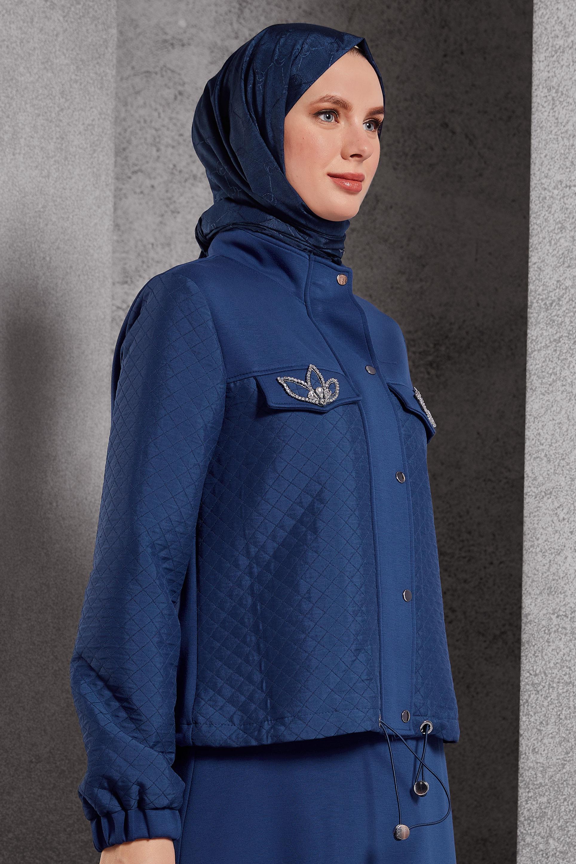 Tesettür giyim LACİVERT ALVİNA MONOGRAM ŞAL 8267