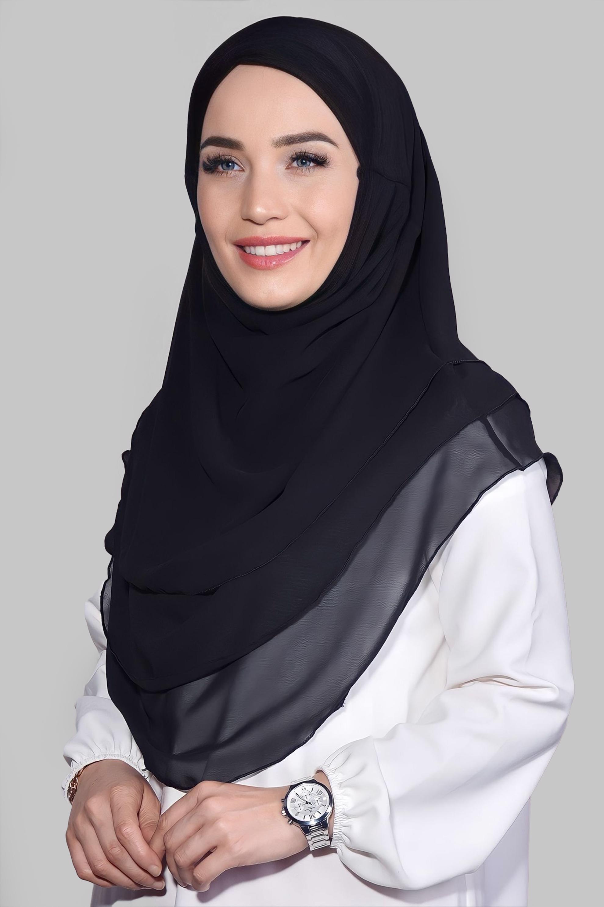 Tesettür giyim SİYAH ALVİNA ŞİFON ŞAL 8272