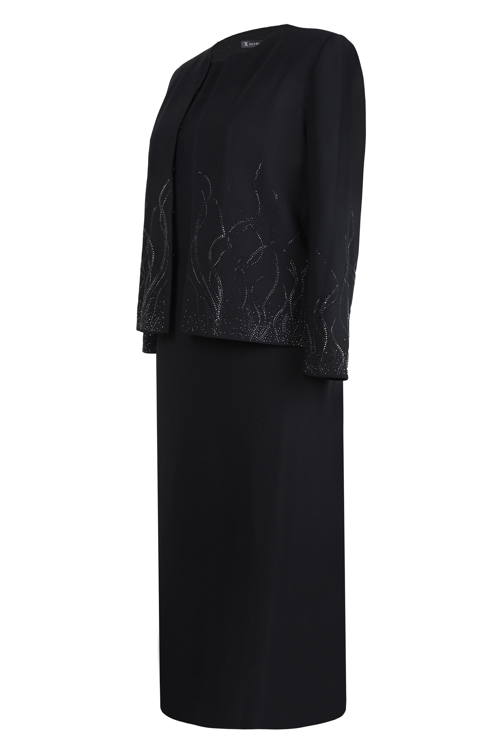 Hijab clothing BLACK THREE PIECES SKIRTED SUIT 30348