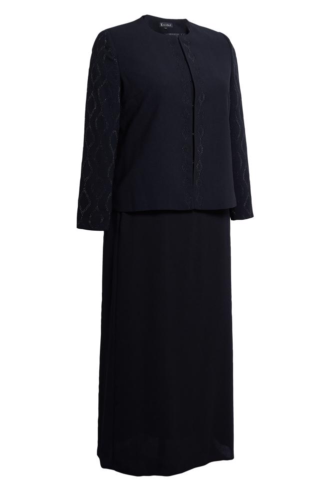 Vêtements hijab NOIR COSTUME ROBE GRANDE TAILLE 30351 - ALVİNA