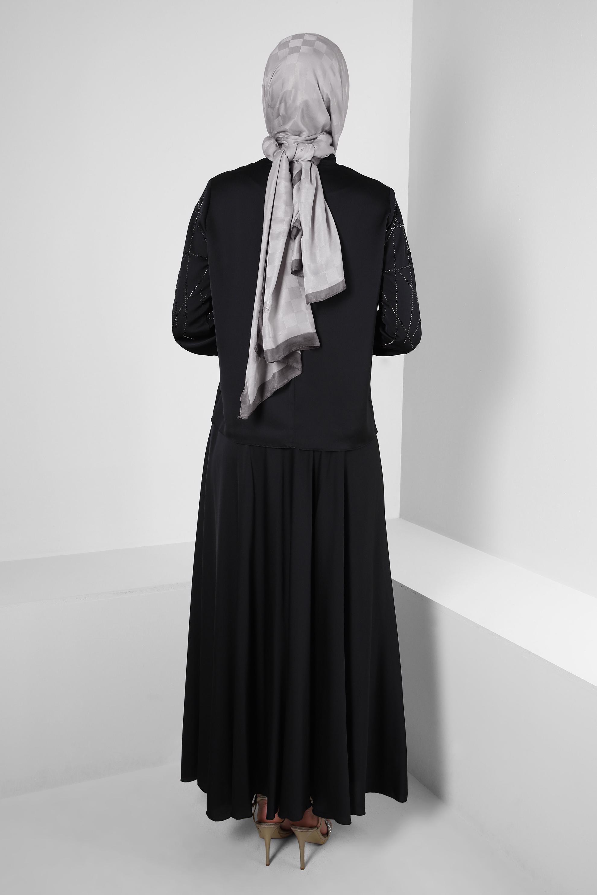 Vêtements hijab NOIR ENSEMBLE JUPE PLISSÉE AVEC DÉTAIL GEM 43666