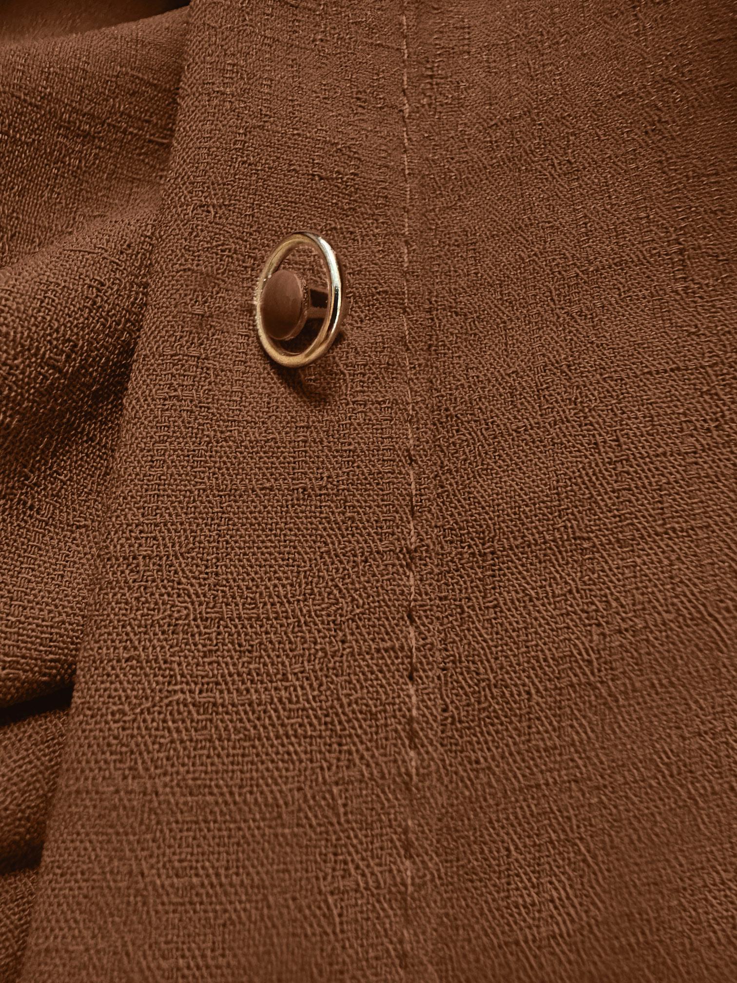 Tesettür giyim KAHVE GÖMLEK YAKA BELİ BÜZGÜLÜ İKİLİ ETEKLİ TAKIM 43893