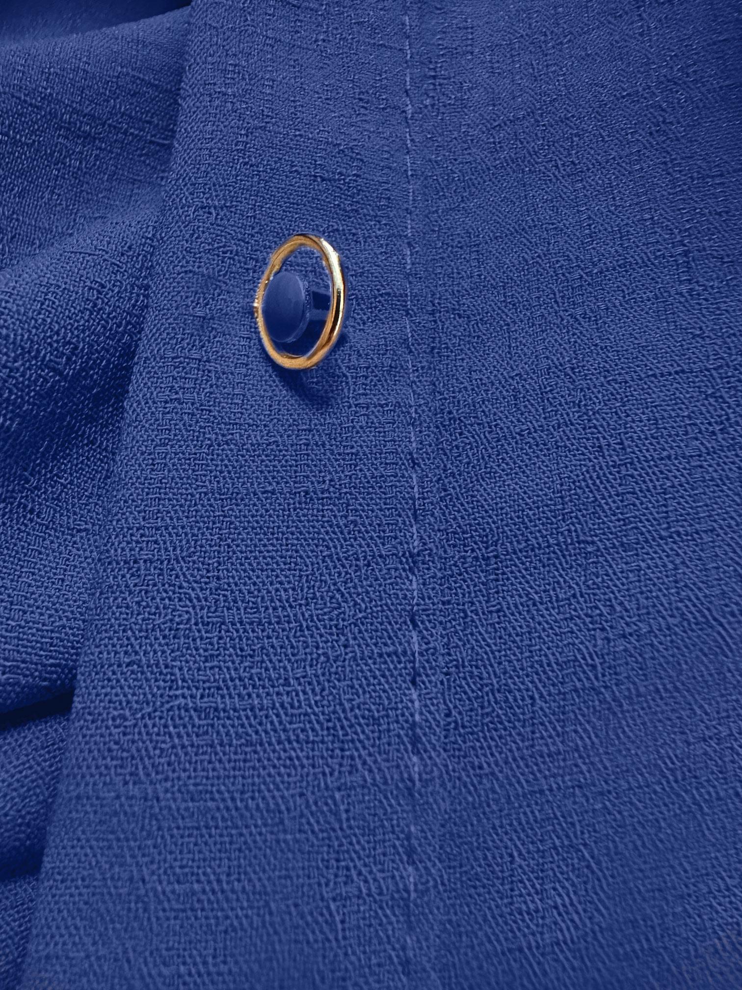 Tesettür giyim MAVİ GÖMLEK YAKA BELİ BÜZGÜLÜ İKİLİ ETEKLİ TAKIM 43893