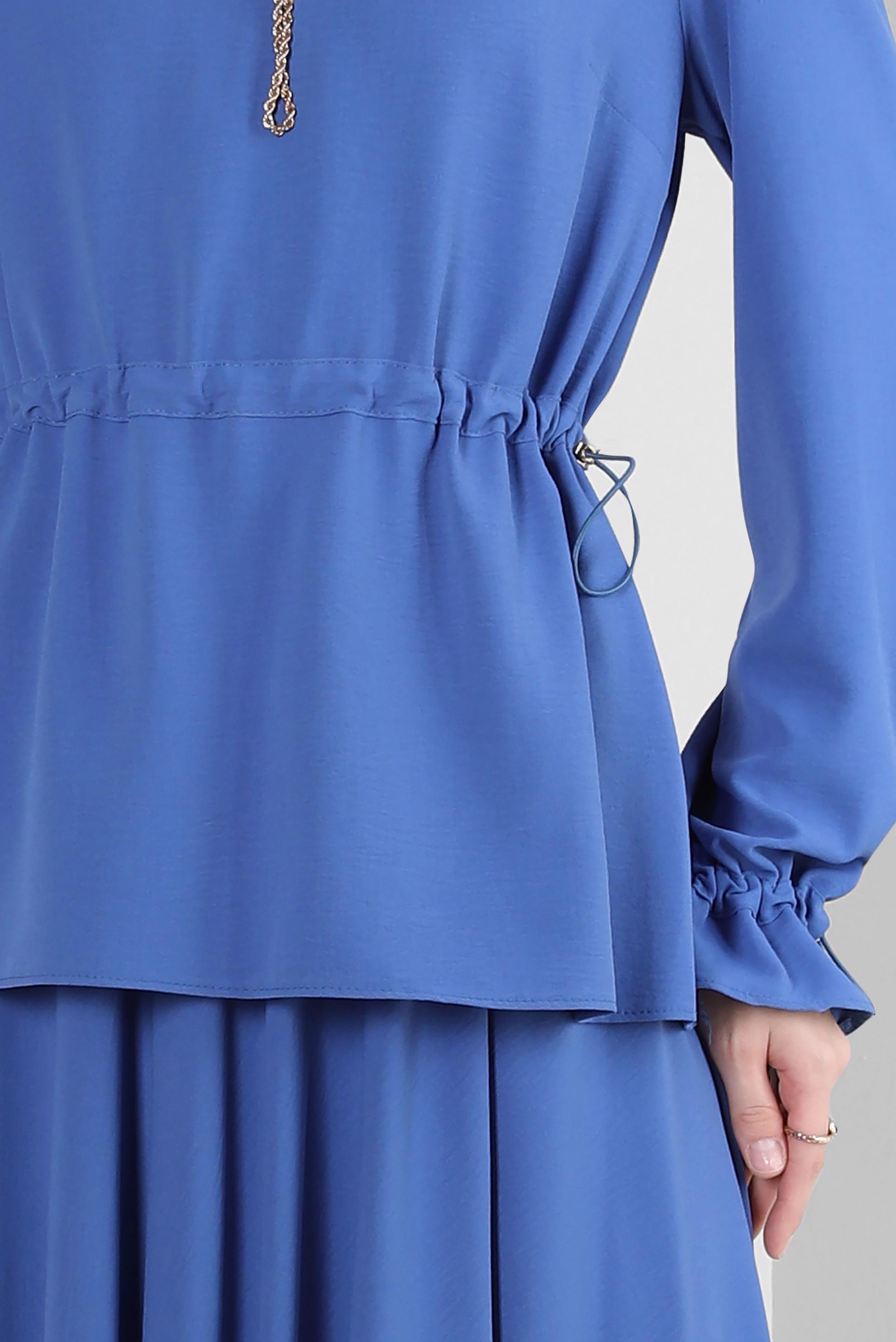 Vêtements hijab BLEU MARINE COSTUME JUPE 2 PIÈCES TAILLE SMOCKING 43894