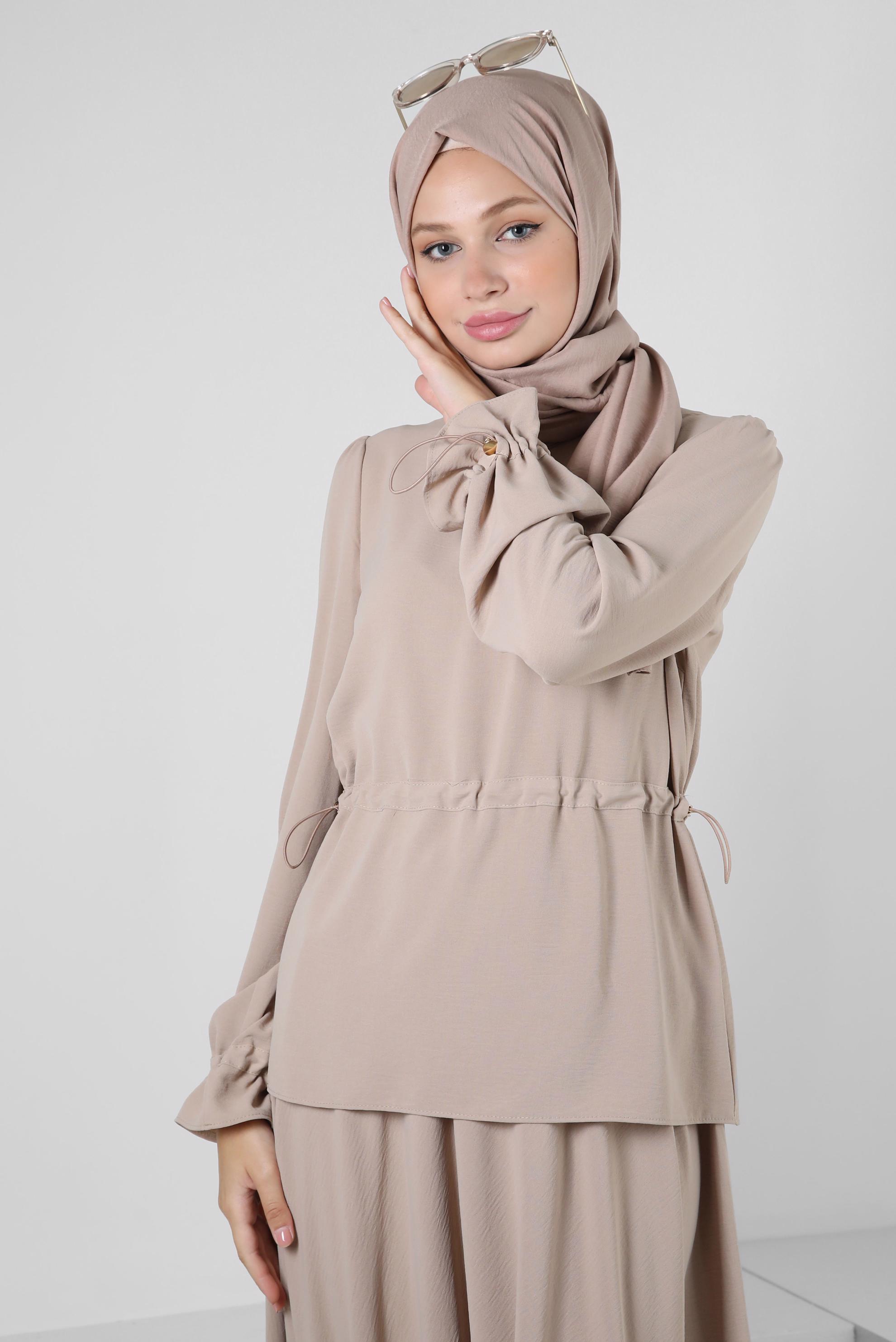 Vêtements hijab SABLE COSTUME JUPE 2 PIÈCES TAILLE SMOCKING 43894