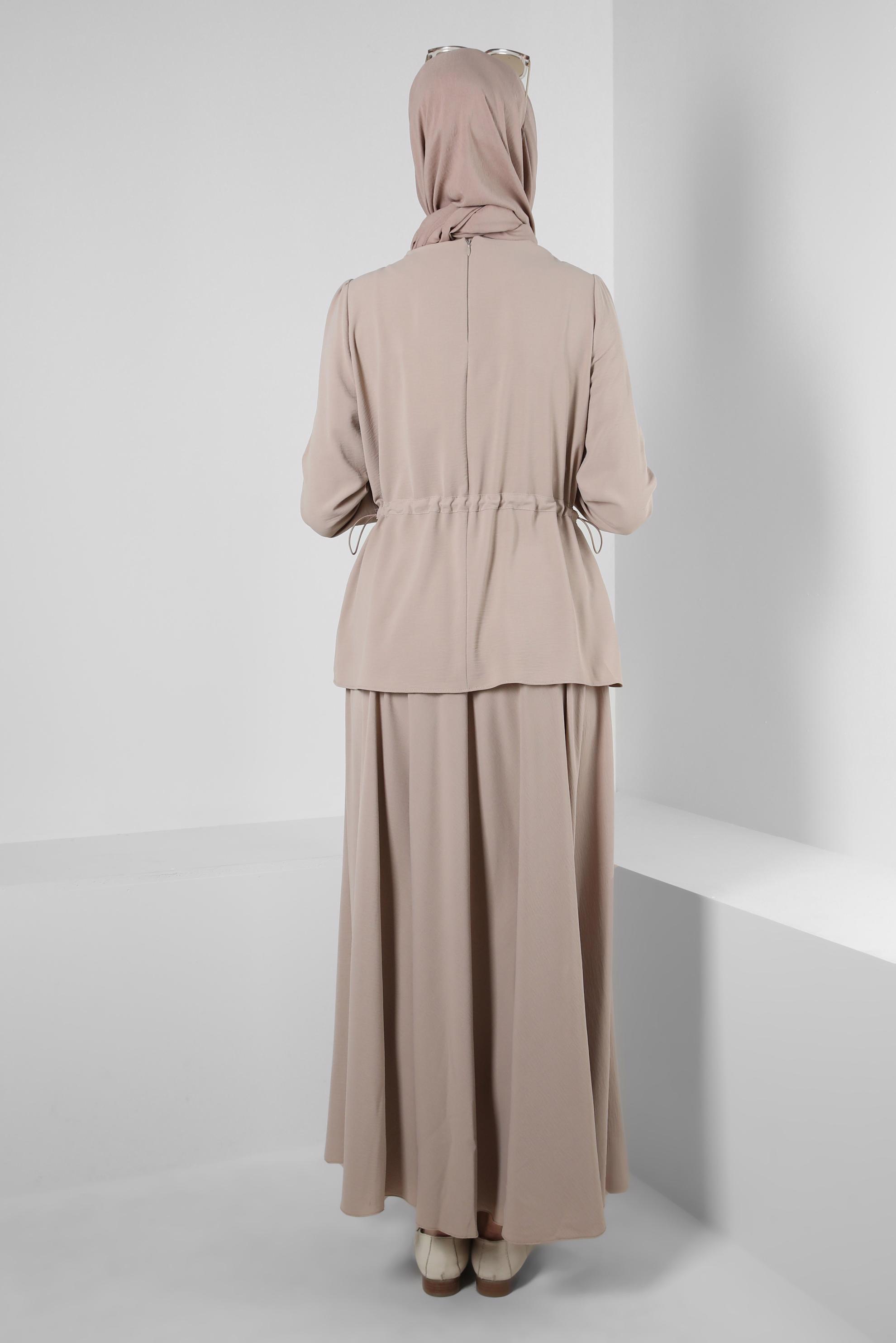 Vêtements hijab SABLE COSTUME JUPE 2 PIÈCES TAILLE SMOCKING 43894