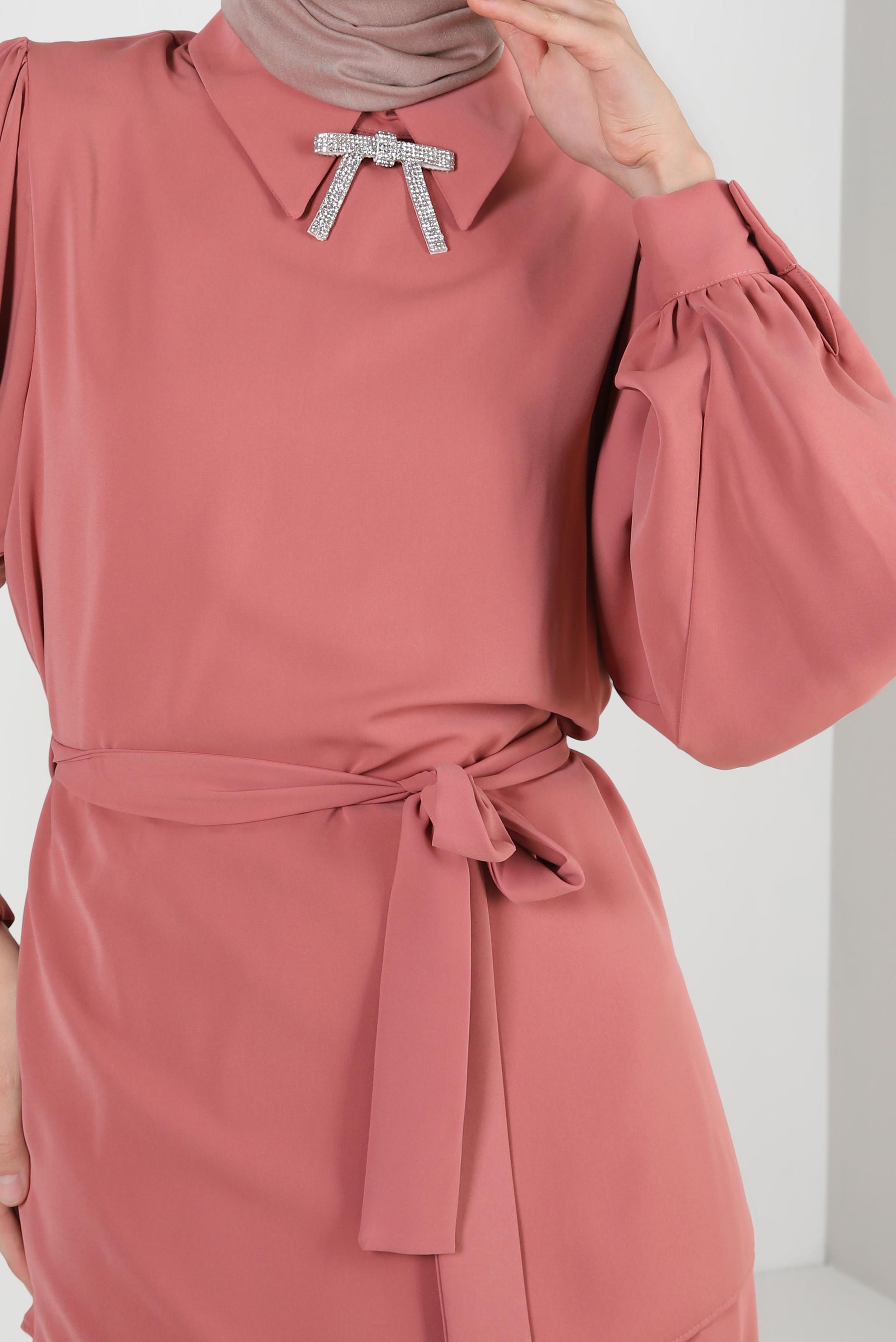 Vêtements hijab ROSE JUPE AVEC NŒUD PAPILLON ET MANCHES BALLON 43911