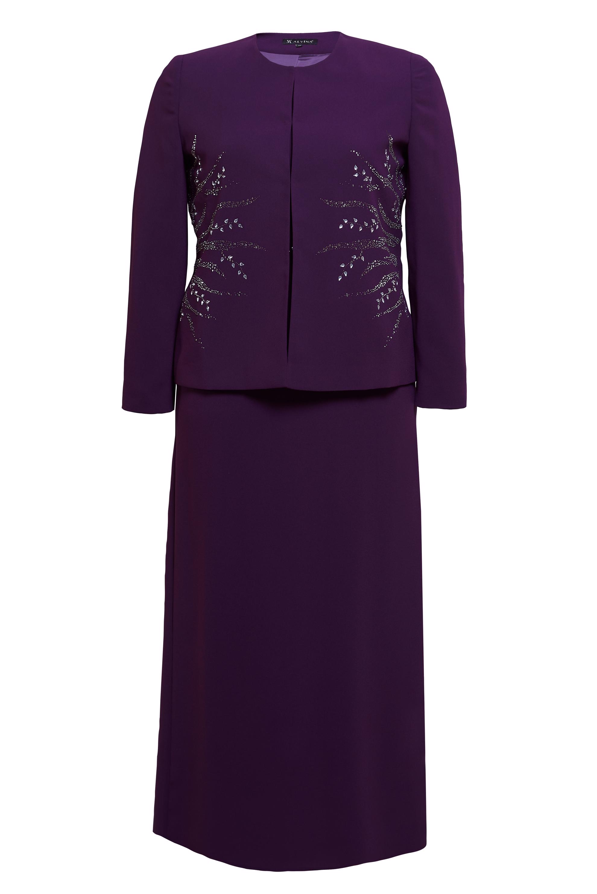 Vêtements hijab PRUNE COSTUME HABILLÉ GRANDE TAILLE AVEC GEMME 30352