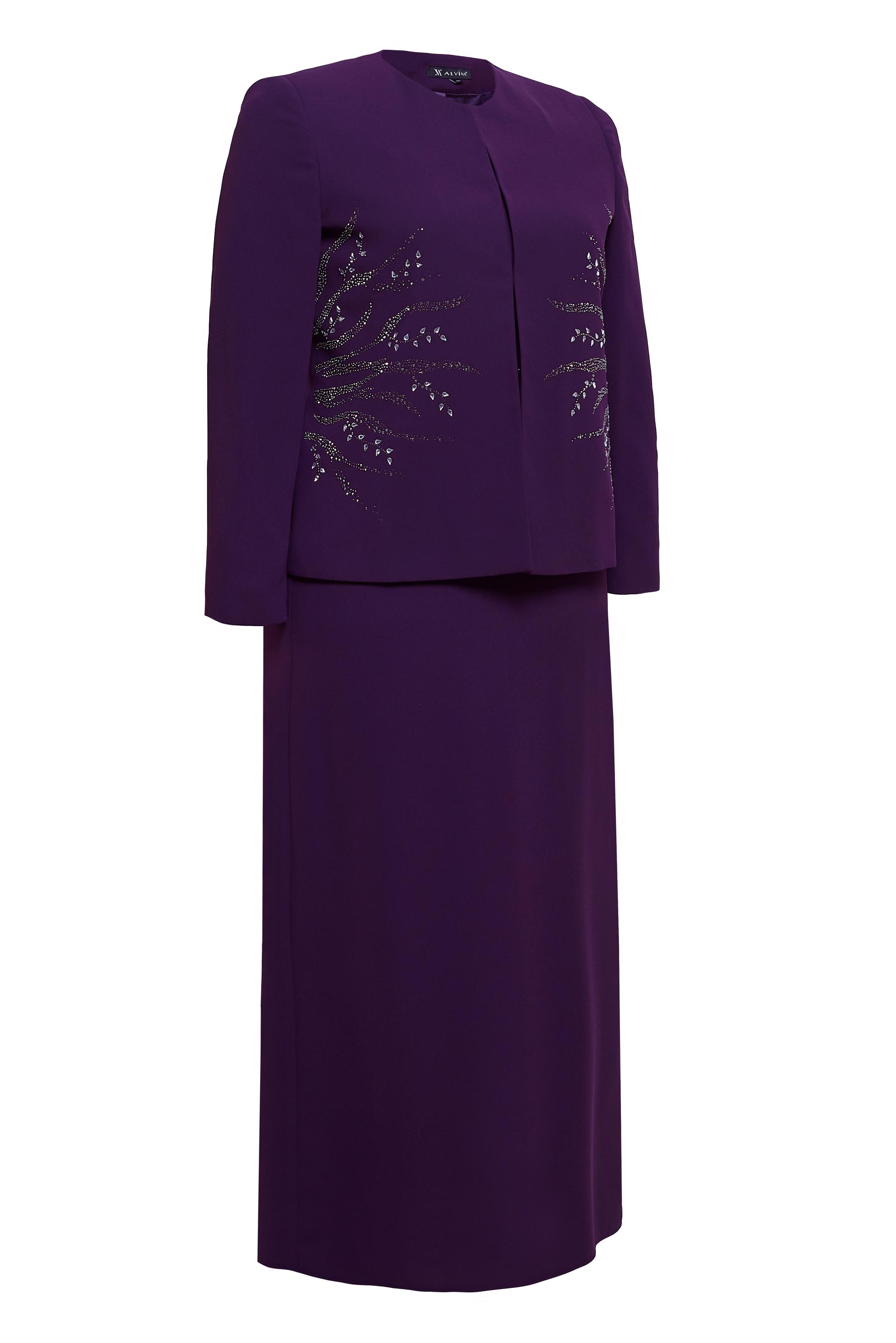 Vêtements hijab PRUNE COSTUME HABILLÉ GRANDE TAILLE AVEC GEMME 30352