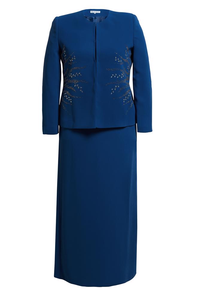 Hijab-Kleidung BLAU ANZUG IN ÜBERGRÖßE MIT SCHMUCKSTEIN 30352 - ALVİNA