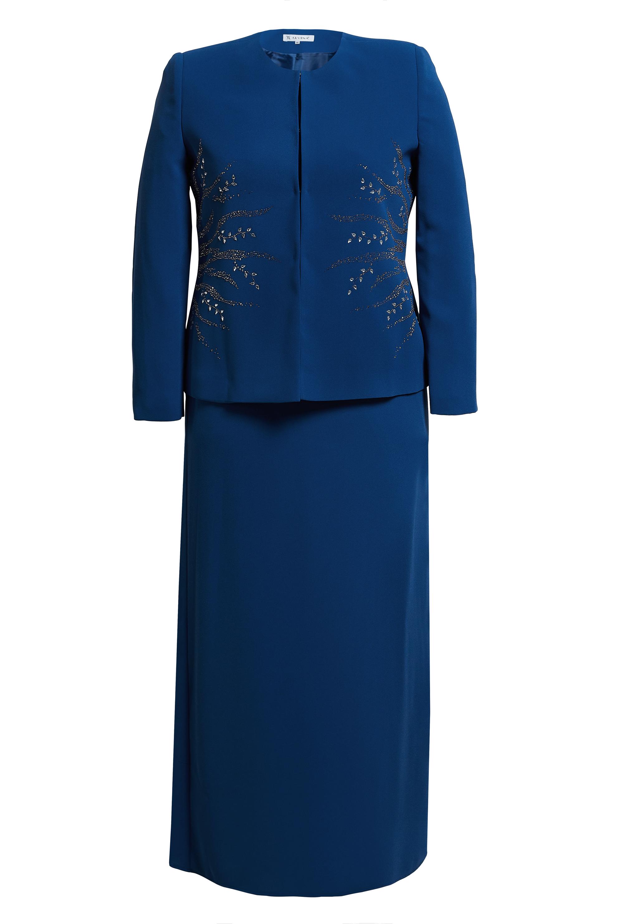 Vêtements hijab BLEU COSTUME HABILLÉ GRANDE TAILLE AVEC GEMME 30352
