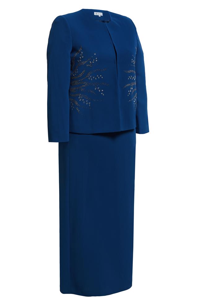 Hijab-Kleidung BLAU ANZUG IN ÜBERGRÖßE MIT SCHMUCKSTEIN 30352 - ALVİNA