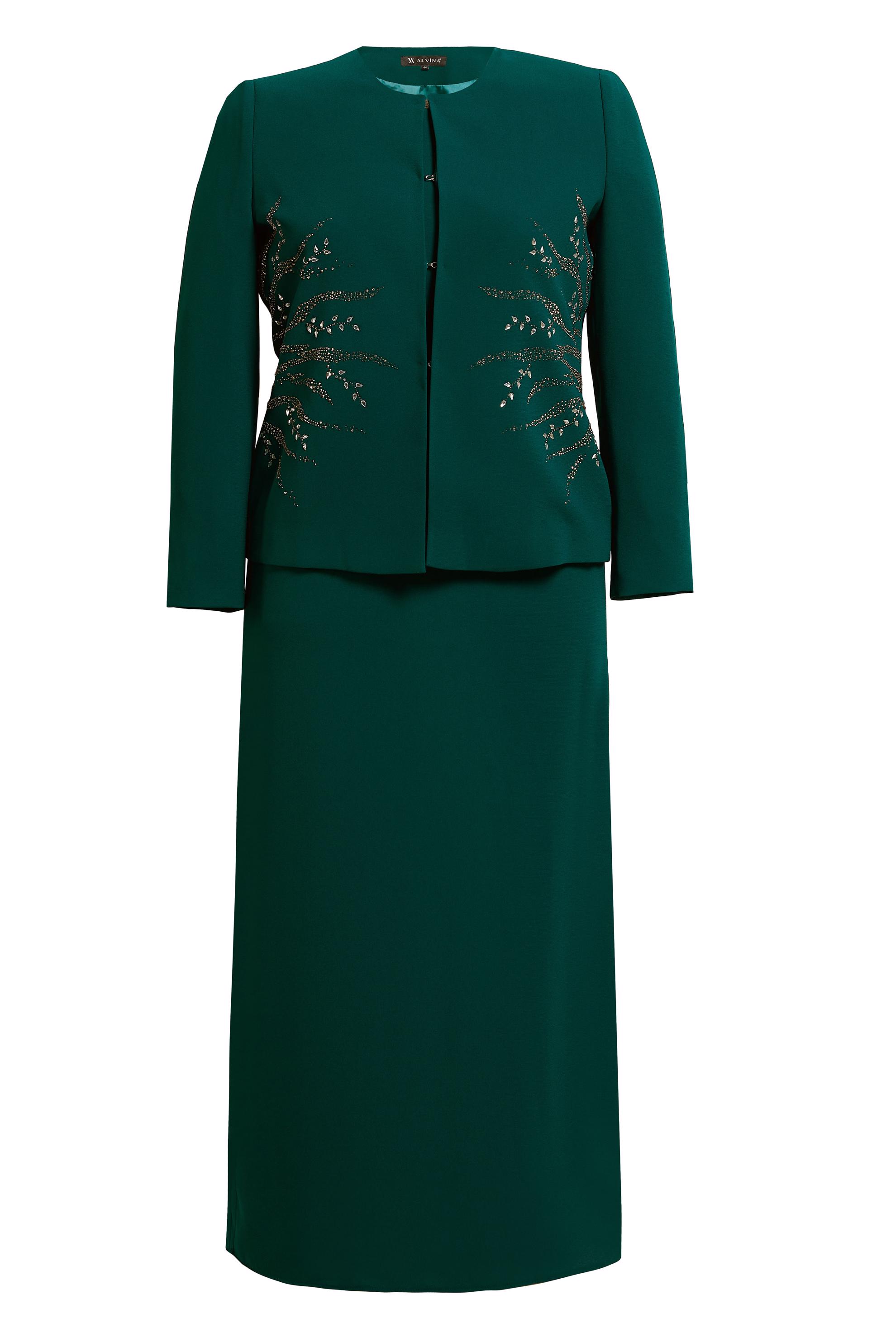 Tesettür giyim YEŞİL TAŞLI BÜYÜK BEDEN ELBİSELİ TAKIM 30352