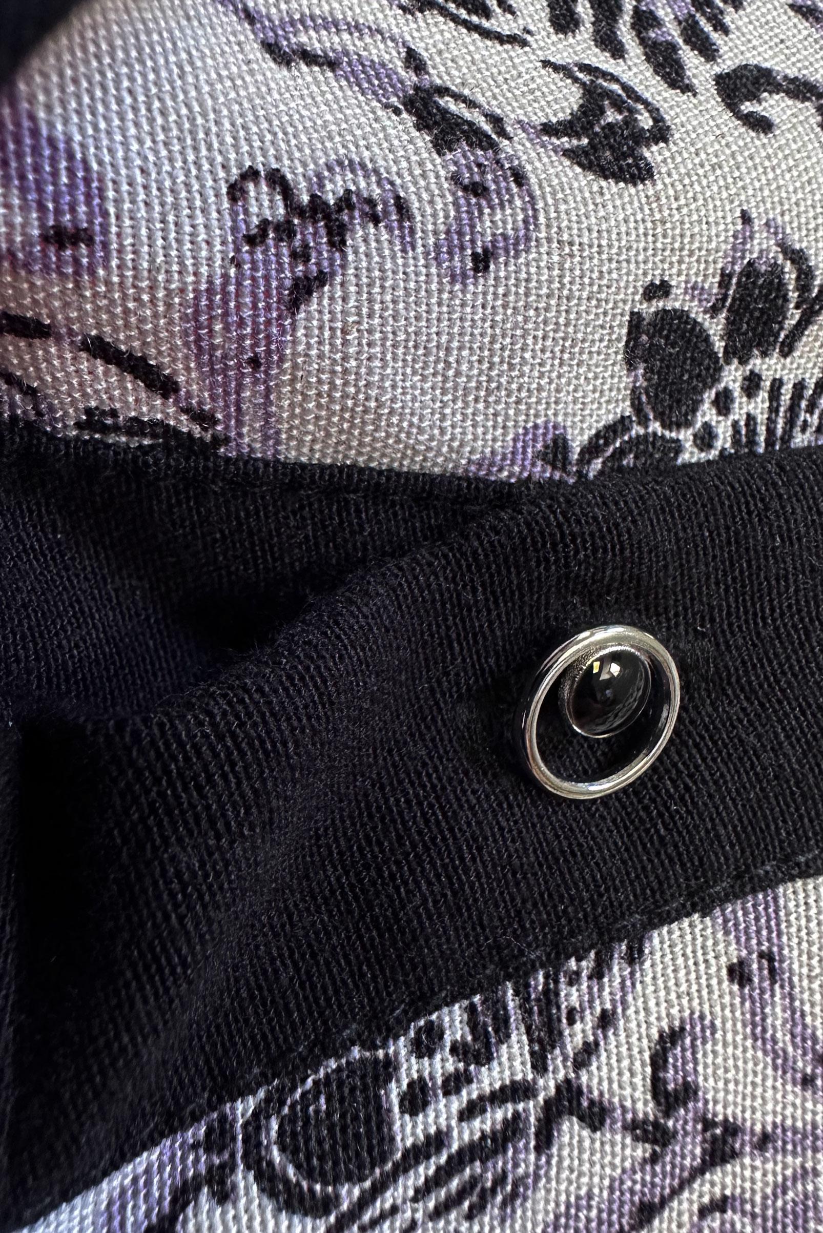 Tesettür giyim SİYAH DESENLİ DÜĞMELİ İKİLİ PANTOLONLU TAKIM 20379