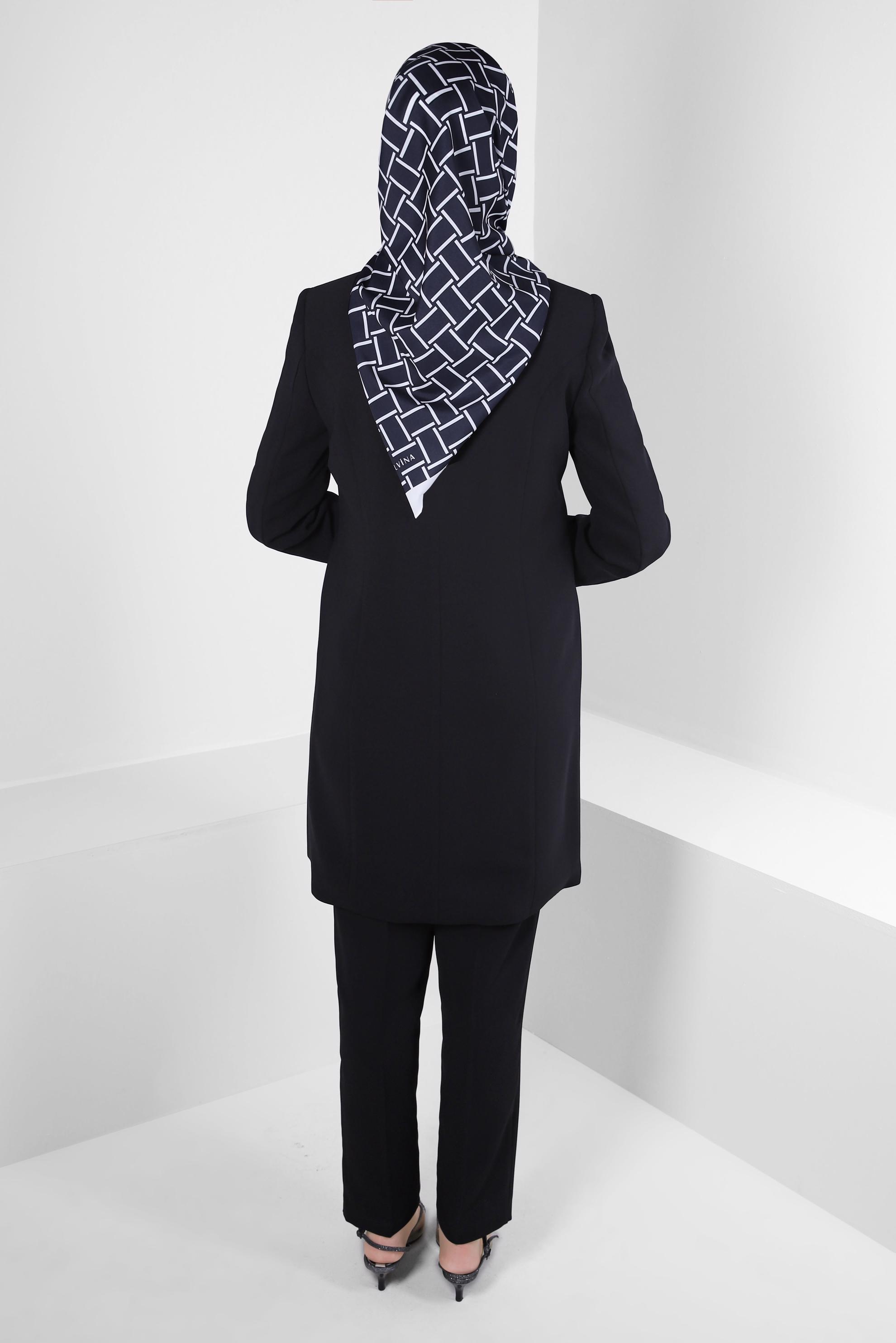 Tesettür giyim SİYAH TAŞ BASKILI PANTOLONLU TAKIM 30326