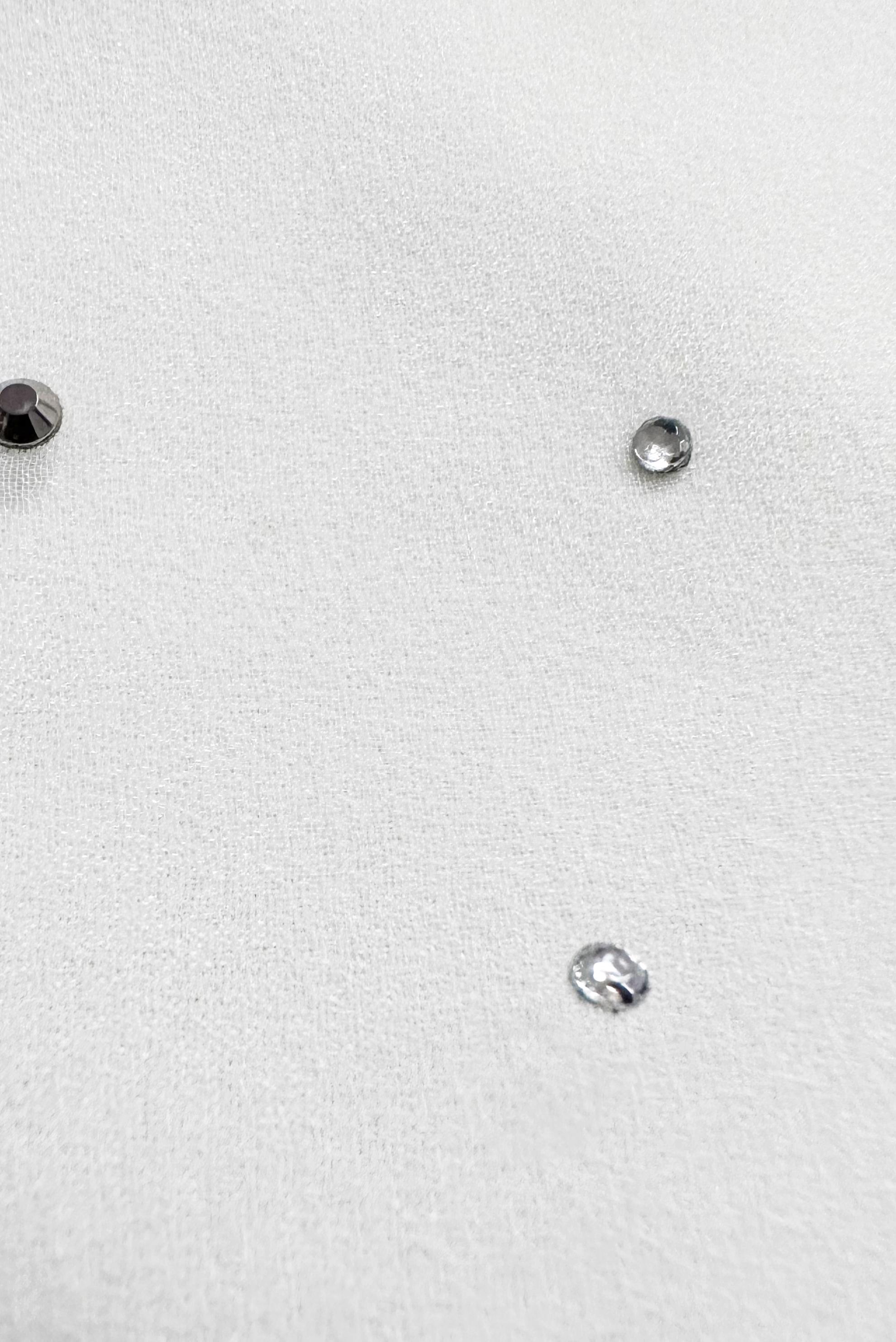 Tesettür giyim BEYAZ TAŞ BASKILI KREP İKİLİ PANTOLONLU TAKIM 30329