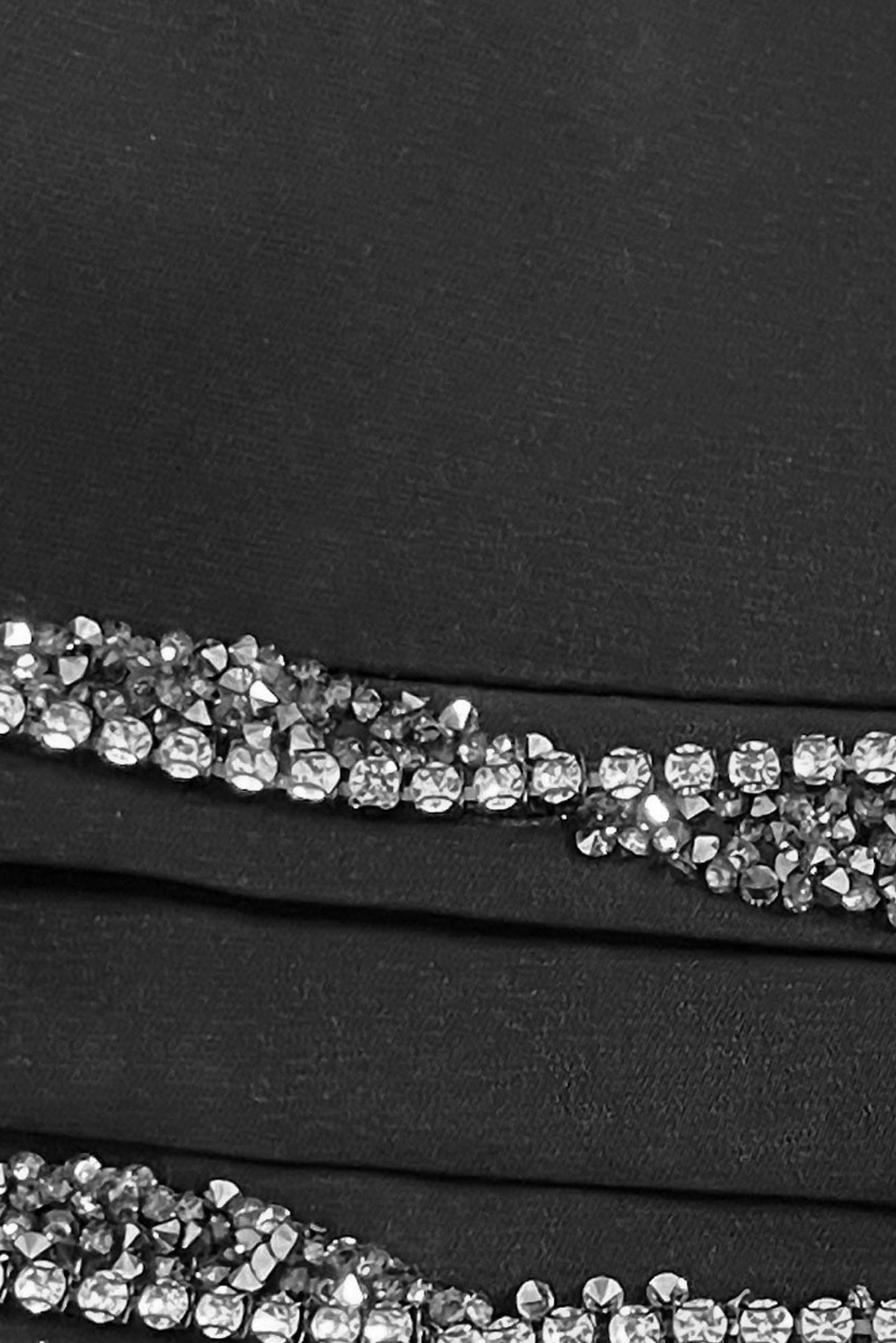 Tesettür giyim SİYAH ASİMETRİK KESİM TAŞLI İKİLİ PANTOLONLU TAKIM 30333