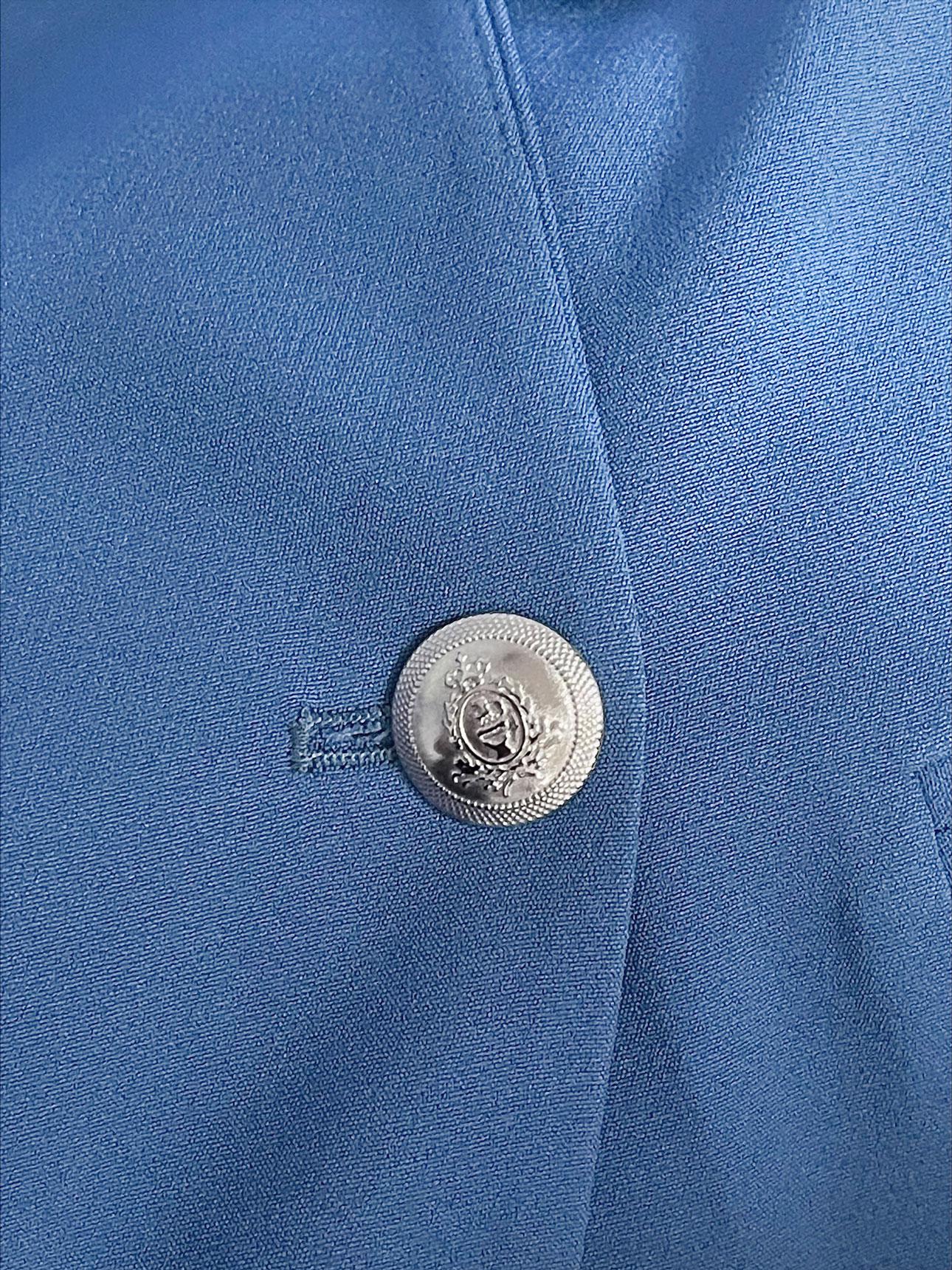 Tesettür giyim MAVİ KRUVAZE YAKA GENİŞ PAÇA İKİLİ PANTOLONLU TAKIM 30346