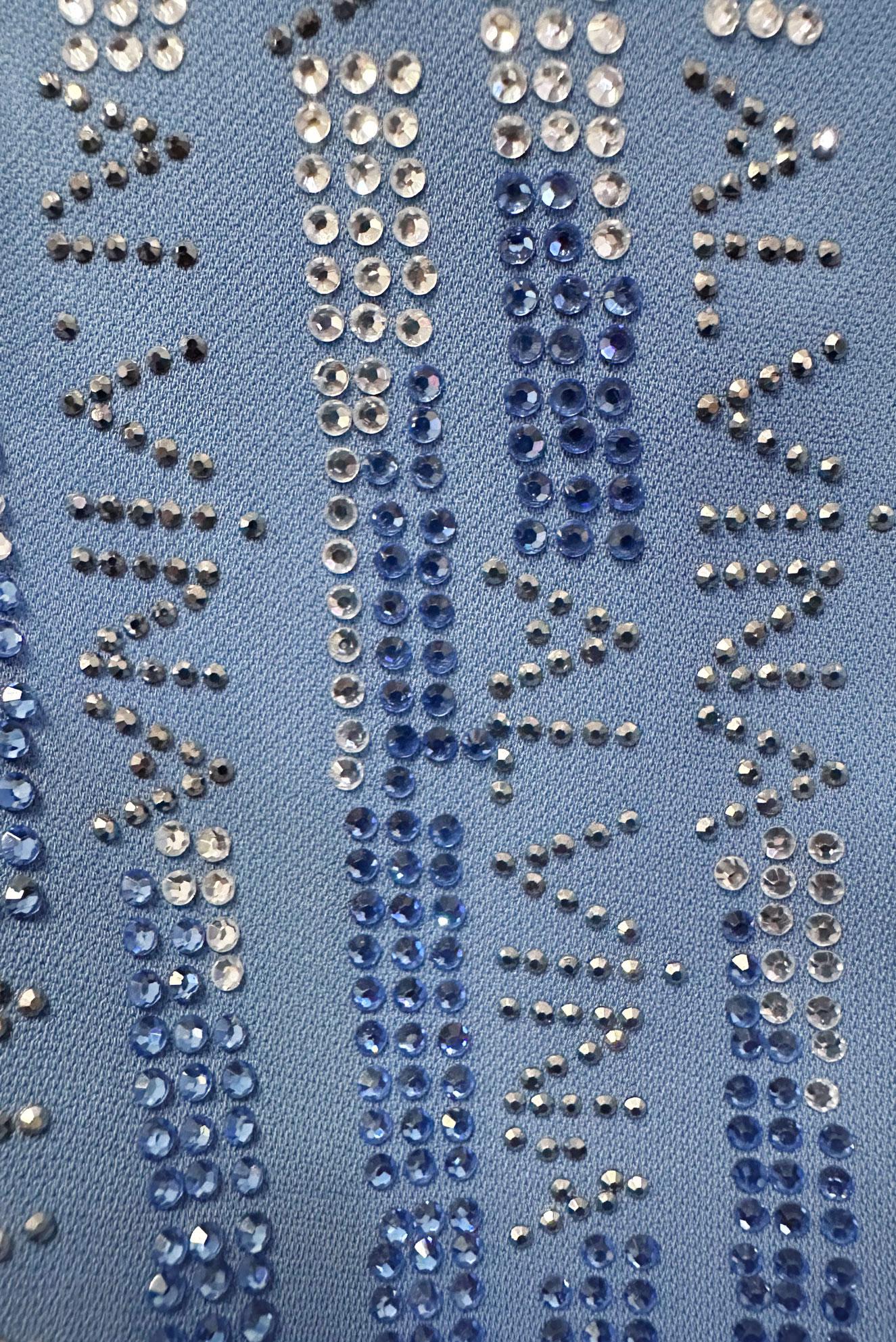 Vêtements hijab BLEU COSTUME PANTALON COL CHEMISE AVEC GEM BRODÉ 43518