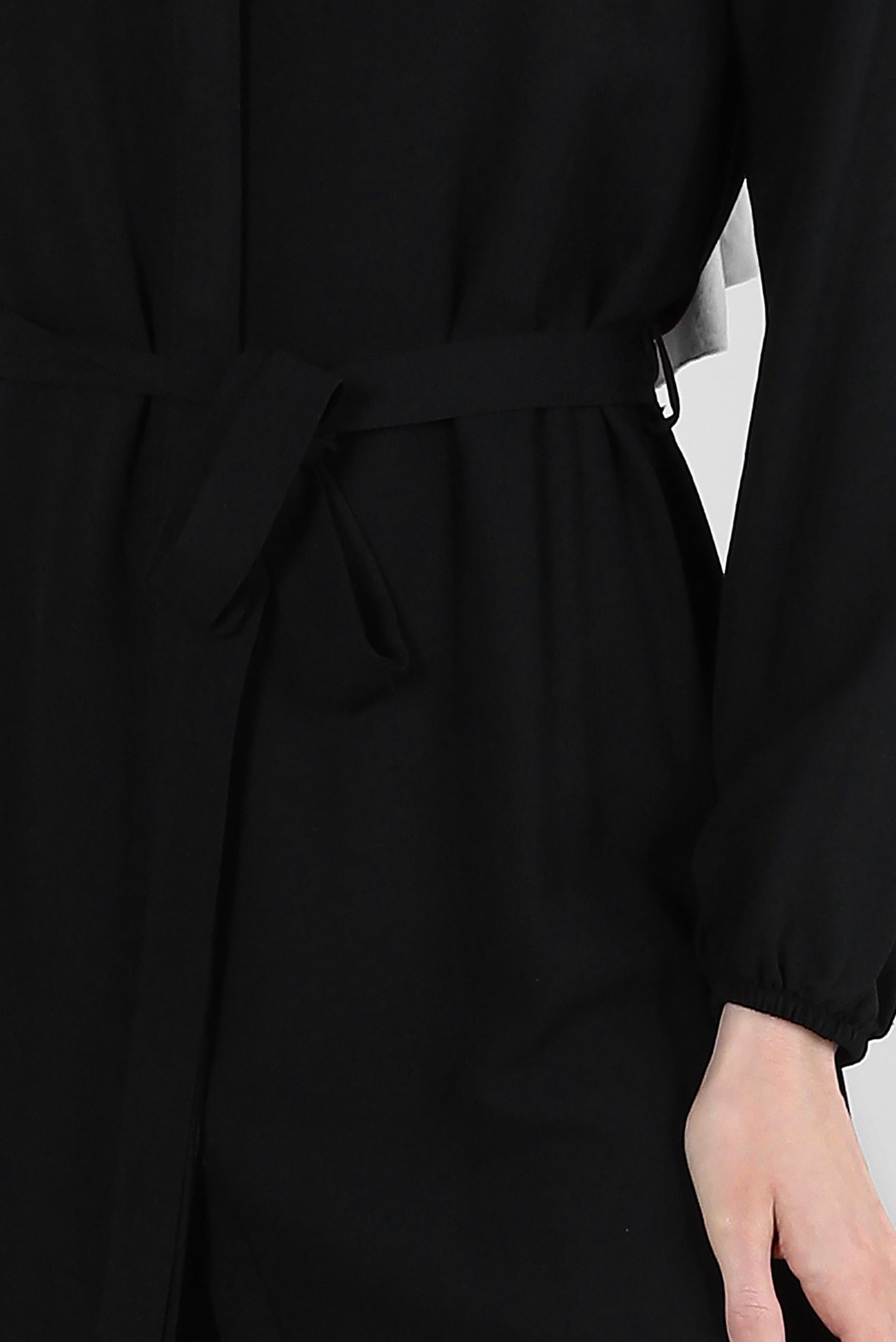 Tesettür giyim SİYAH GÖMLEK YAKA KUŞAKLI İKİLİ PANTOLONLU TAKIM 43547