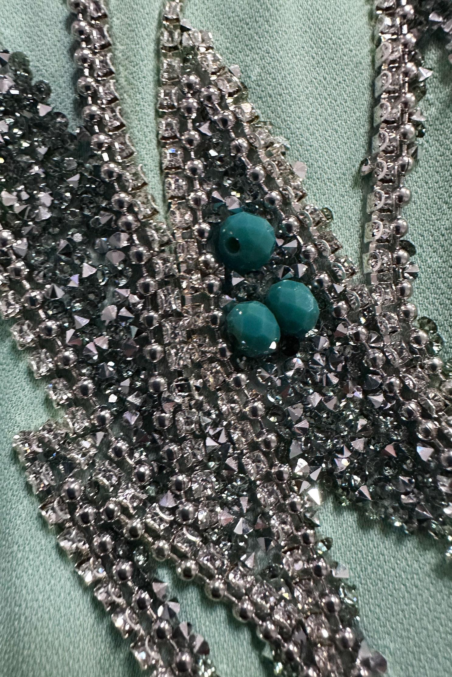 Tesettür giyim YEŞİL TAŞ BASKILI BİSİKLET YAKA PANTOLONLU TAKIM 43578