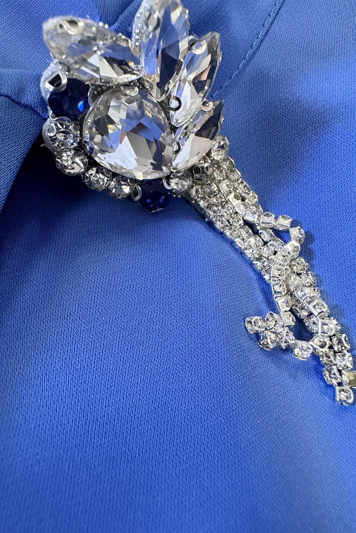 Tesettür giyim LACİVERT GÖMLEK YAKA TAŞ DETAYLI PANTOLONLU TAKIM 43587