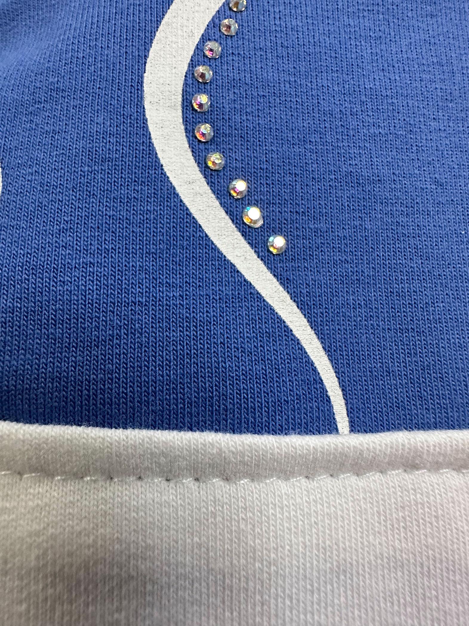 Tesettür giyim MAVİ DESENLİ YAKASI BAĞCIKLI İKİLİ PANTOLONLU TAKIM 43593