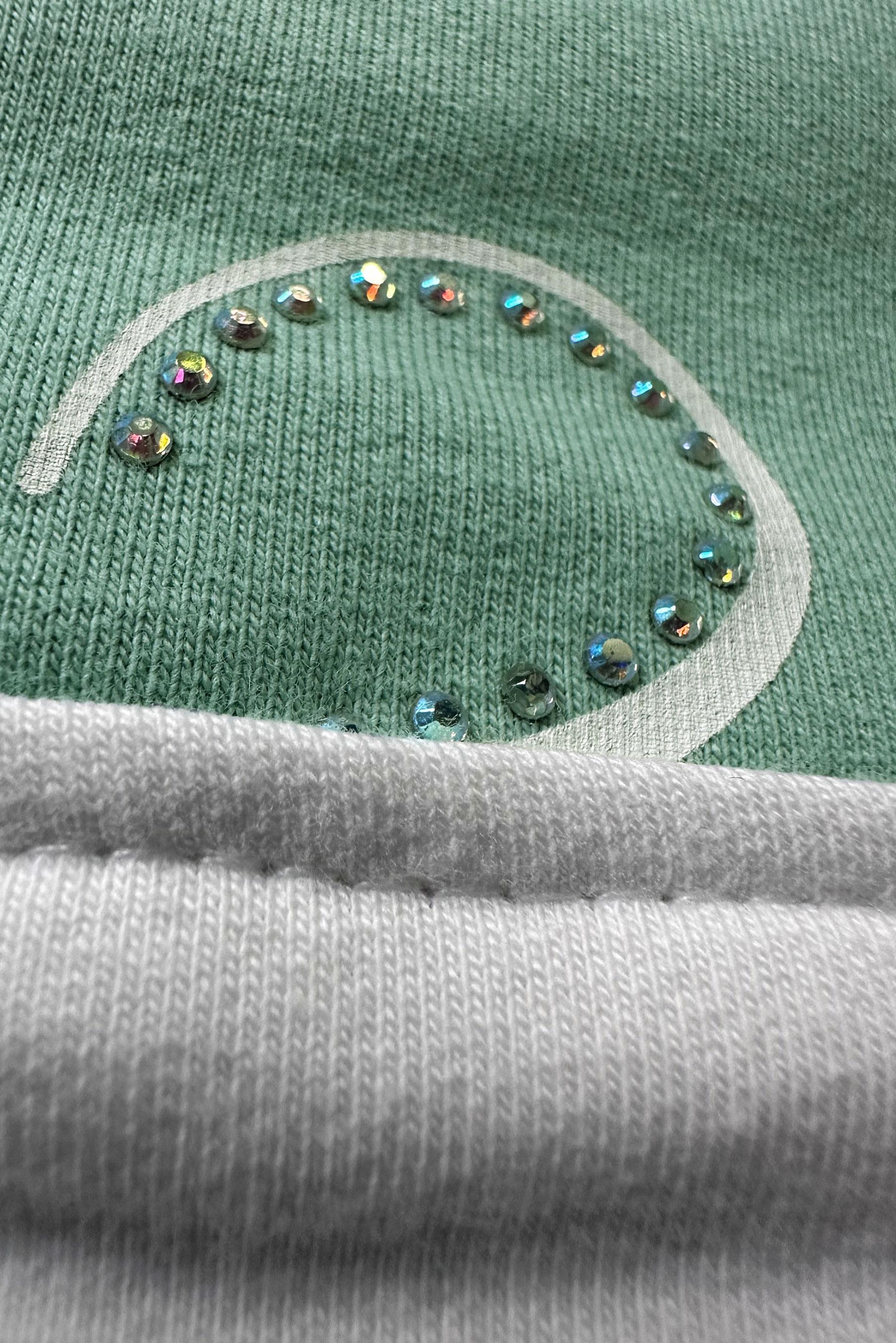 Tesettür giyim YEŞİL DESENLİ YAKASI BAĞCIKLI İKİLİ PANTOLONLU TAKIM 43593