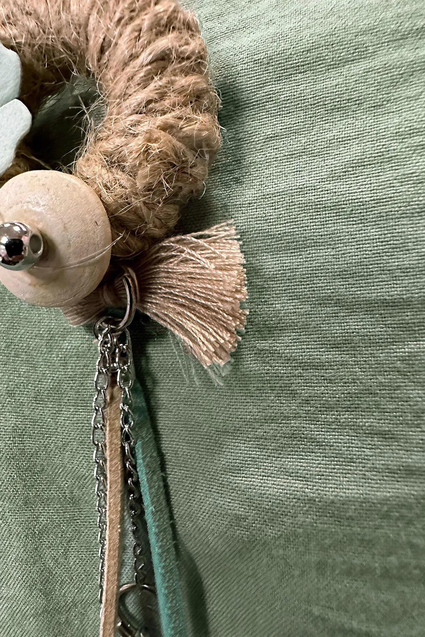 Tesettür giyim MAVİ KUŞAKLI BELİ LASTİKLİ İKİLİ PANTOLONLU TAKIM 43598