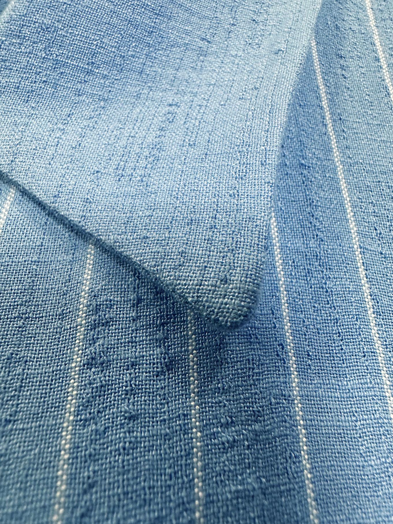 Tesettür giyim MAVİ ÇİZGİLİ PAÇASI YIRTMAÇ DETAYLI PANTOLONLU TAKIM 43600